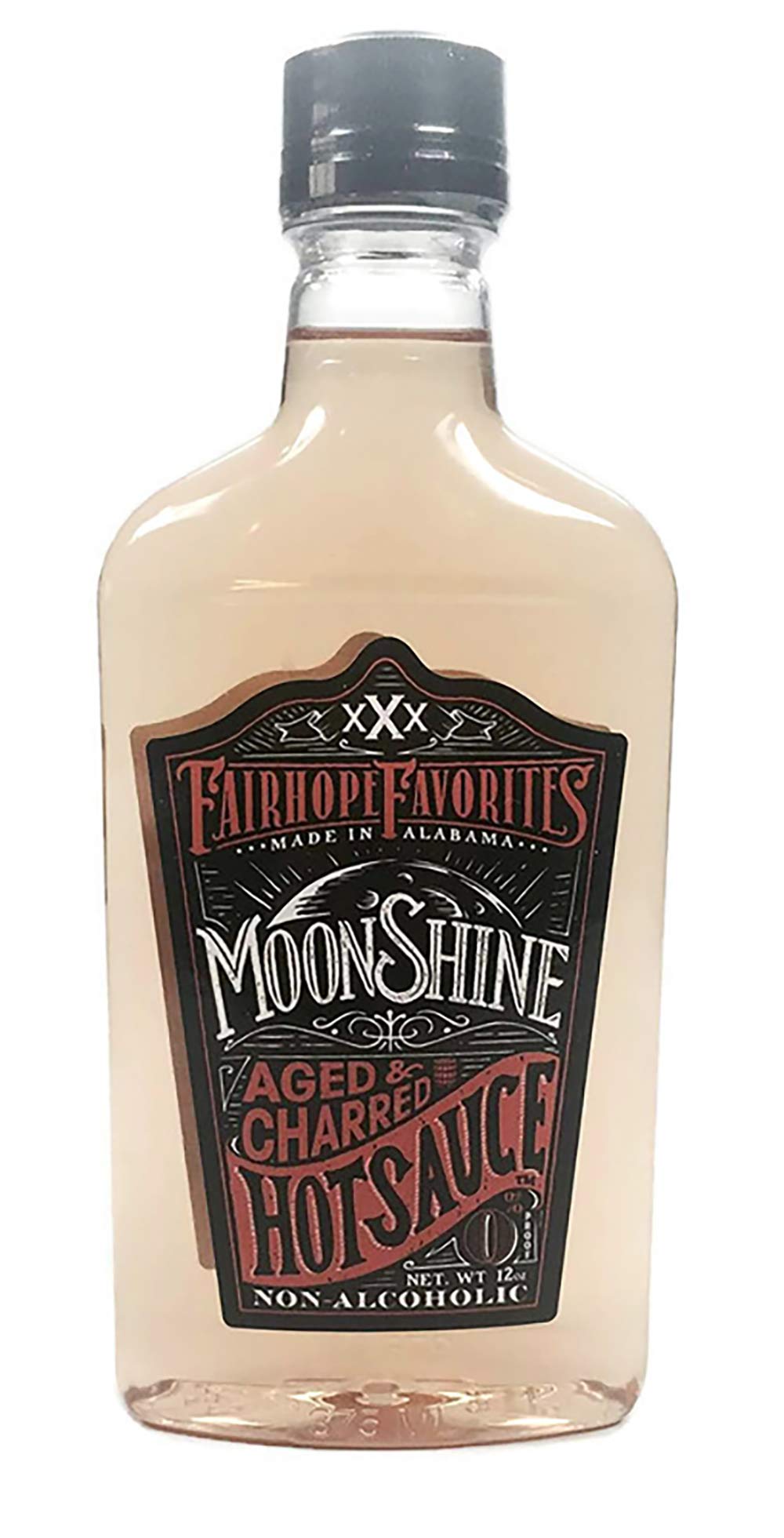 Fairhope Favorites Moonshine Hot Sauce - Aged & Charred, 12 oz Bottle | Spicy BBQ, Wings & Bloody Mary Mixer | Premium Plastic Hot Sauce for Cooking & Gifting