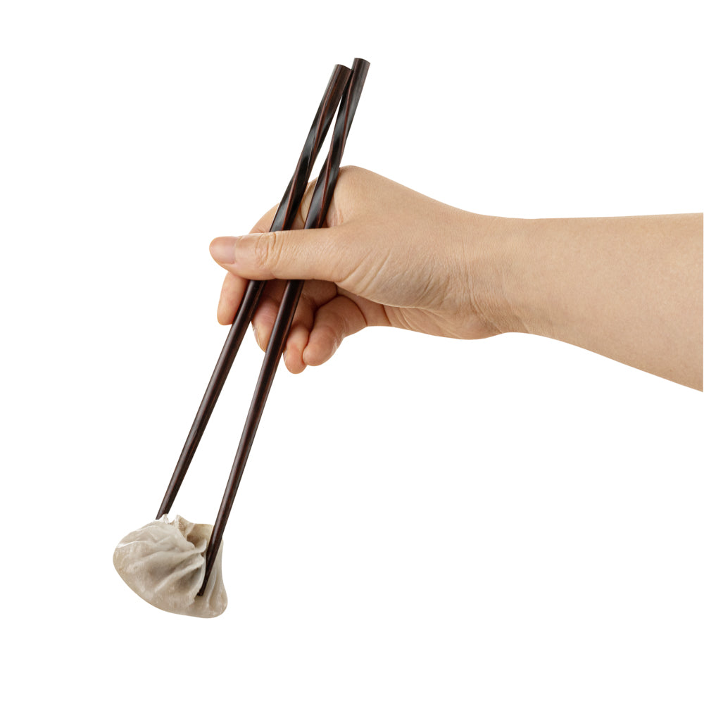 Premium Dark Brown Bamboo Twisted Chopsticks - Set of 10 - Eco-Friendly & Durable - Perfect for Asian Cuisine, Sushi, Noodles & Home Dining