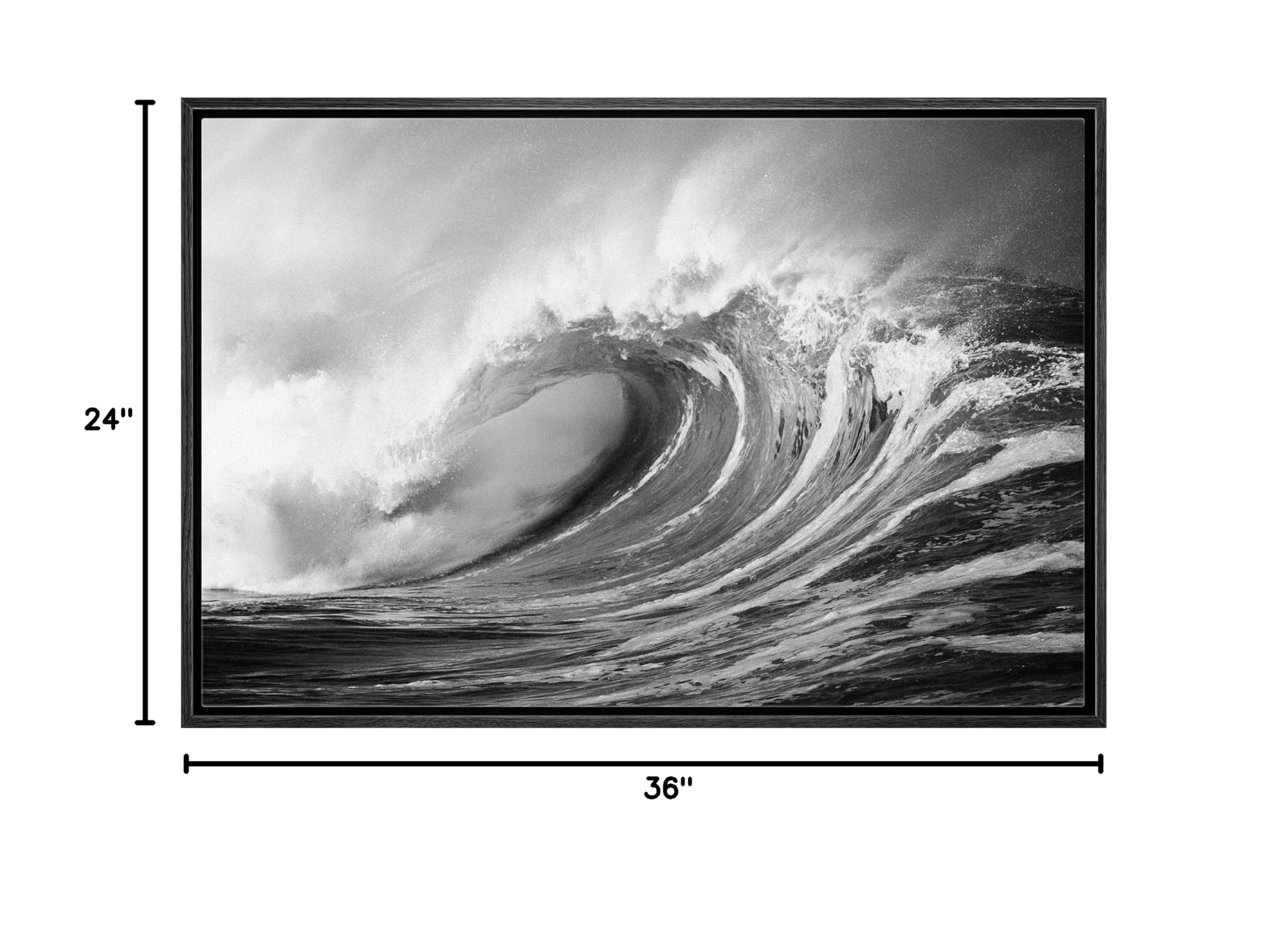 Wall26 Framed Canvas Wall Art - Rising Waves II Modern Ocean Print for Living Room & Bedroom Decor - Ready to Hang 24x36 Inches - Perfect for Coastal, Beach House or Contemporary Home Decoration