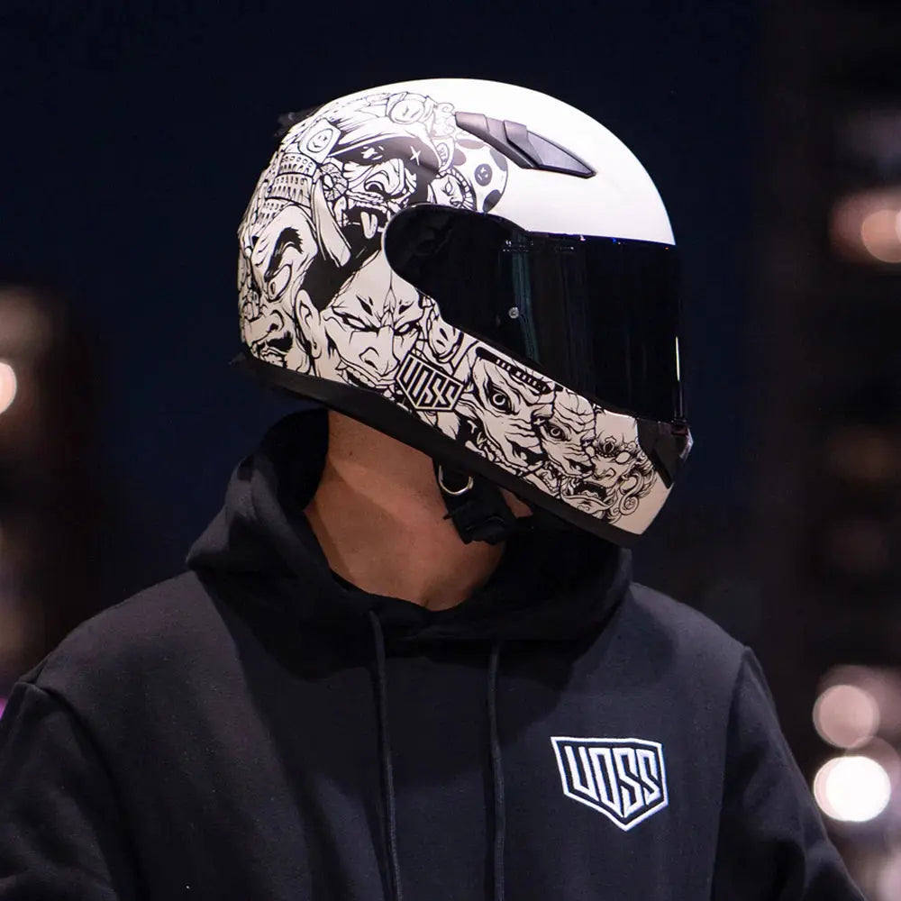 Voss 988 Moto 1 Populace Motorcycle Helmet - Lightweight DOT Approved Full Face Helmet for Men & Women - Perfect for Street Biking, Cruiser Riding & Commuting