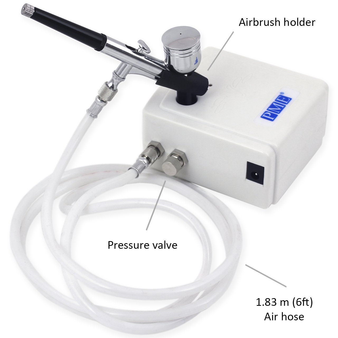 PME Airbrush Compressor Kit - Professional Cake Decorating Tool for Baking, Fondant, Cookies & Cupcakes | Perfect for Home Bakers & Professional Chefs (White)