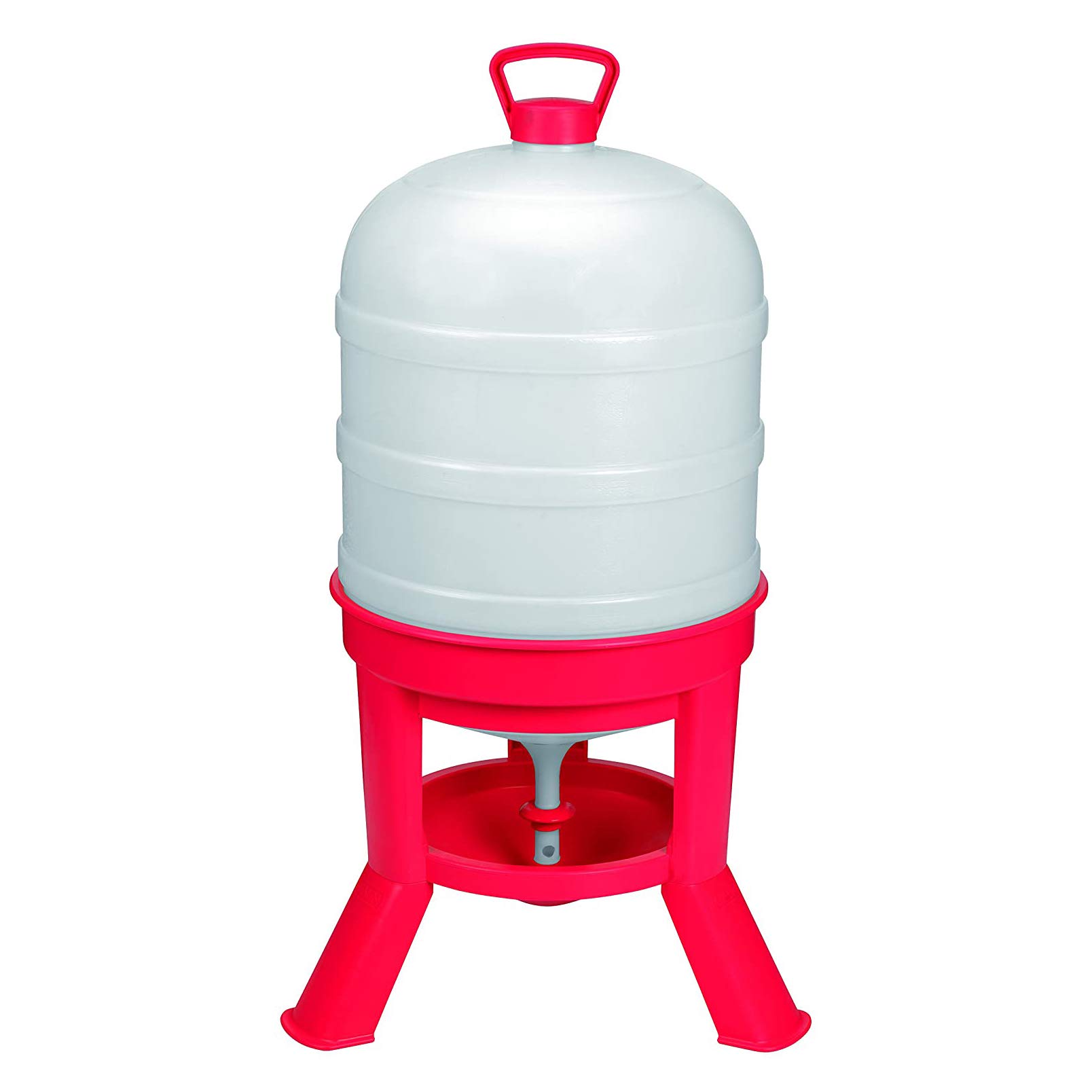 Little Giant DOMEWTR10 10 Gallon Heavy Duty Poultry Chicken Gravity Waterer with Water Saver Ring & 3 Legs - Red (4 Pack) - Ideal for Chicken Coops, Farms, and Backyard Poultry Hydration