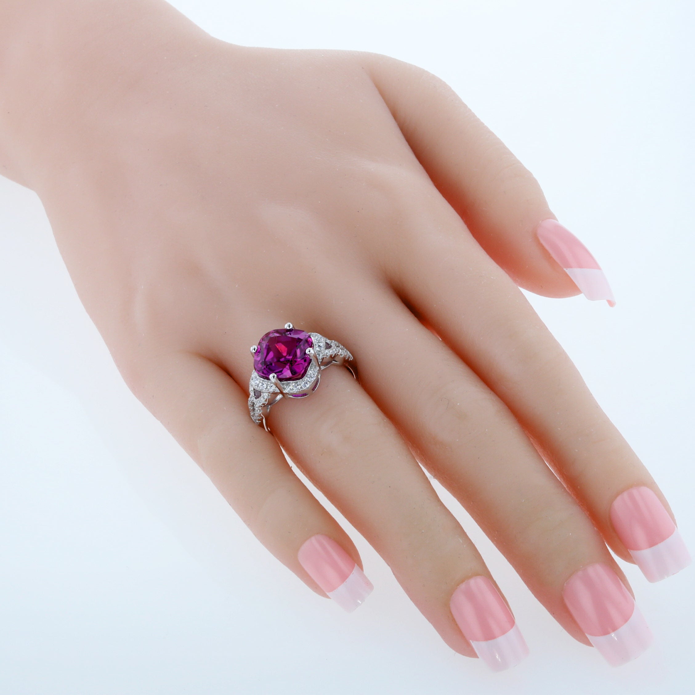 Purple Sapphire Cushion Cut Sterling Silver Ring Size 5 for Women - Elegant Jewelry Gift for Anniversary, Birthday & Special Occasions