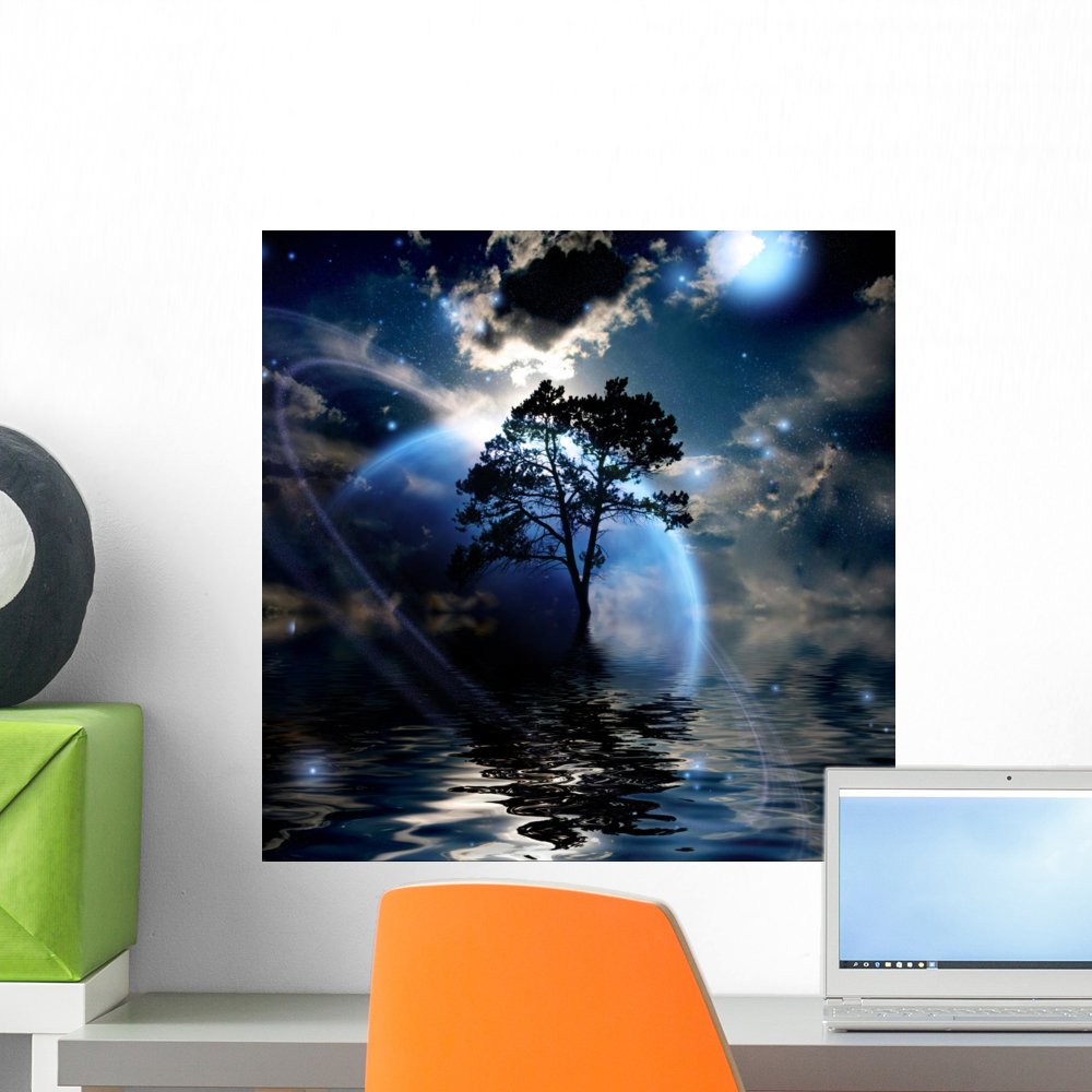 Alien Landscape Peel and Stick Wall Decal - Removable Wall Sticker for Home & Office Decor - 18 x 18 Inches - Perfect for Bedroom, Living Room, or Kids Room Wall Art