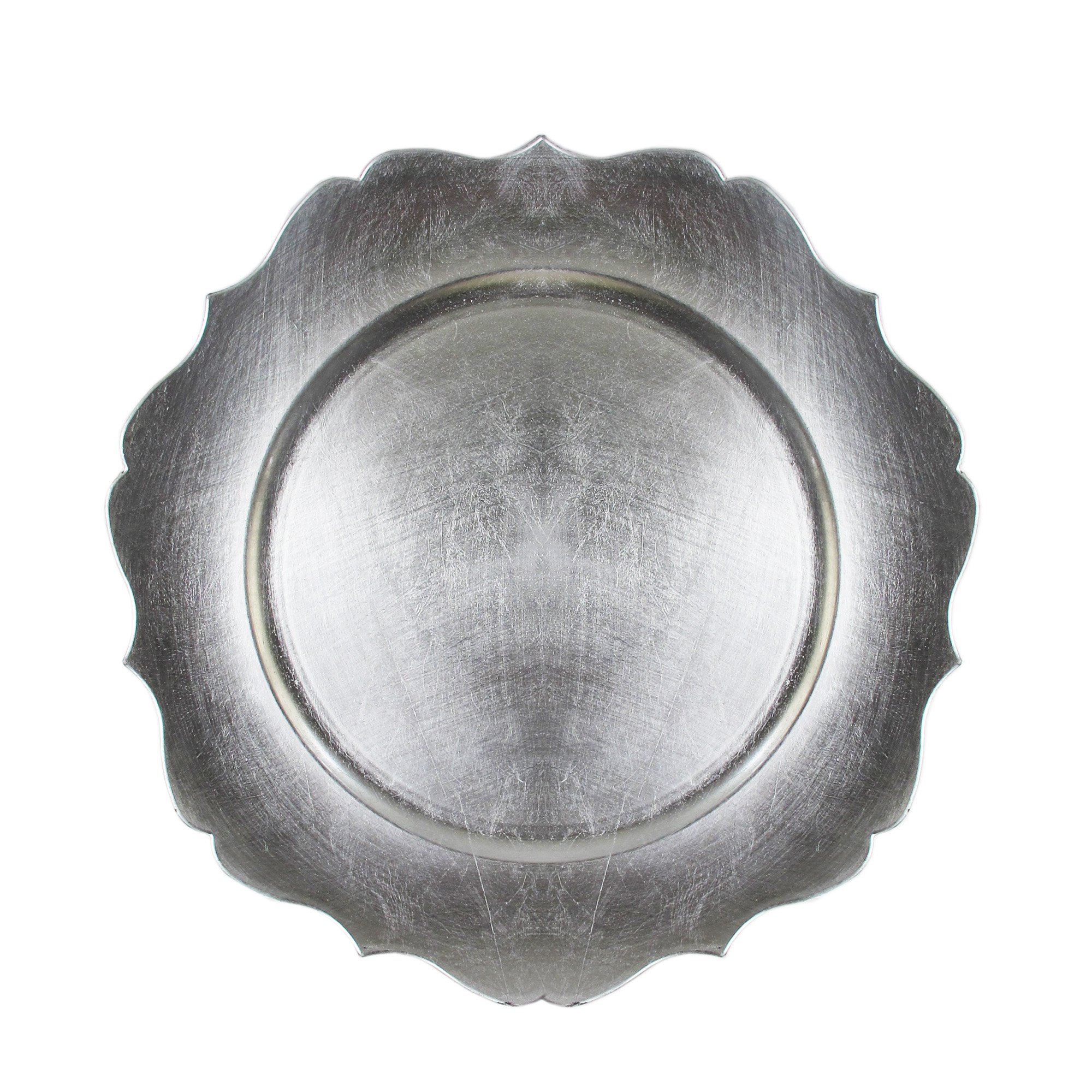Jay Scallop ChargeIt Set of 4 Silver Charger Plates - Elegant Dinnerware for Weddings, Parties & Formal Dining