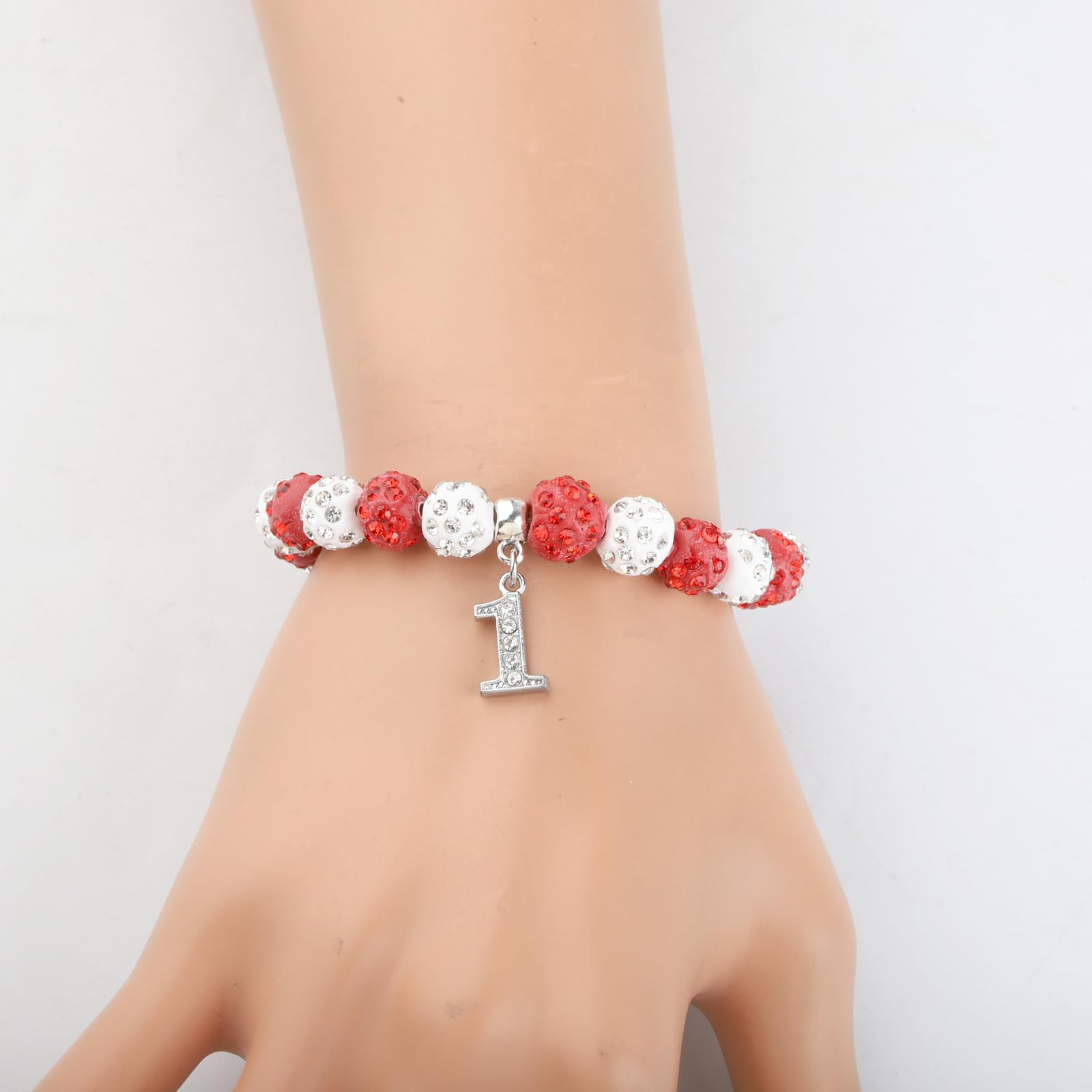 Stylish Red Beaded Sorority Bracelet with Rhinestone Numbers - Perfect Graduation Gift for Women & College Sisters | Great for Sorority Events, Graduation Parties & Everyday Wear