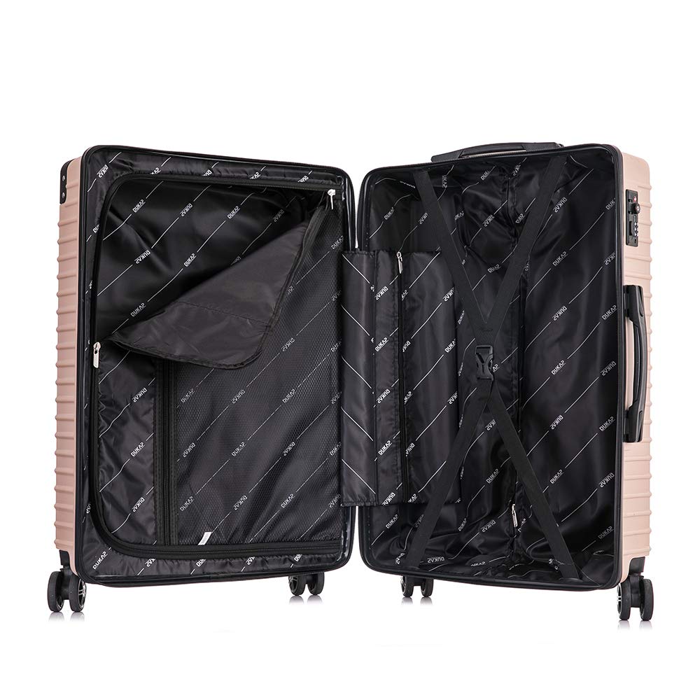 DUKAP TOUR Hardside Luggage Set with 360° Spinner Wheels | TSA Lock & Ergonomic GEL Handle Suitcases (20/24/28 Inch 3-Piece Set) | Lightweight Durable Travel Luggage for Airplane, Business Trips & Family Vacations | Champagne