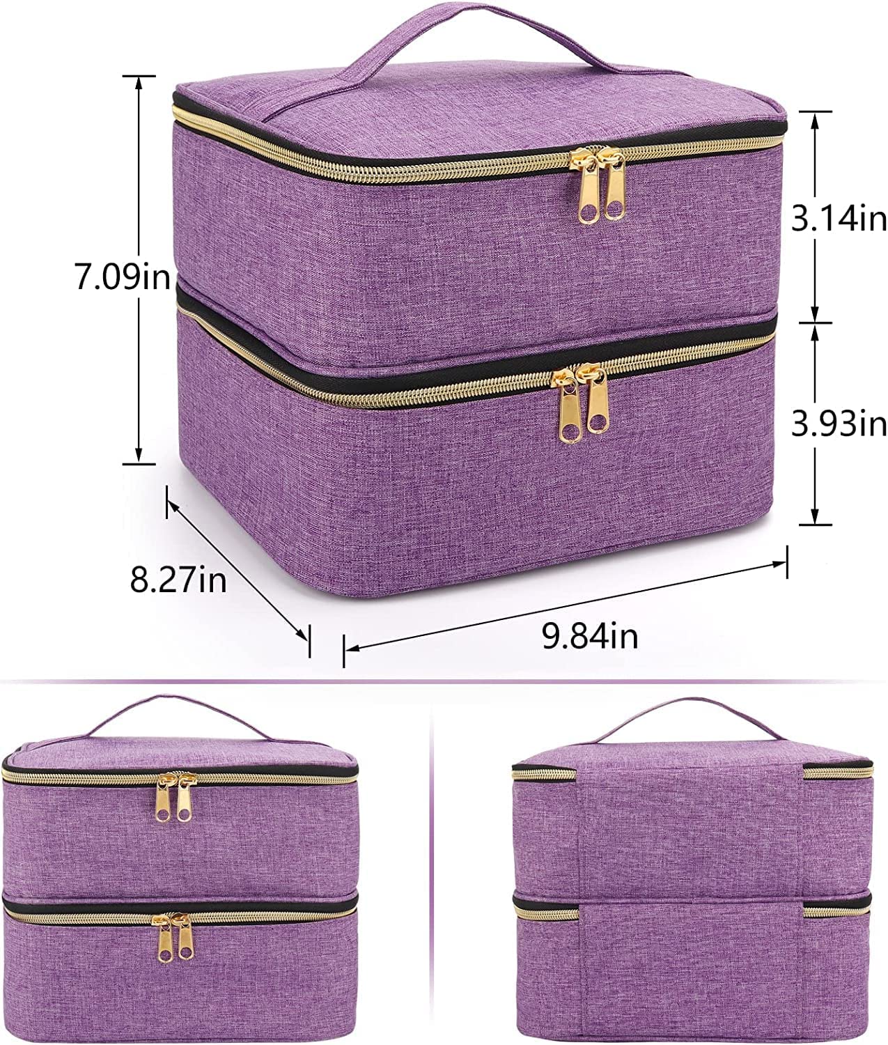 WOOLUCK® 30 Bottle Nail Polish Organizer with UV Nail Dryer Lamp - Double Layer Storage Bag for Nail Art Supplies | Perfect for Salon Professionals & Home Manicure Stations