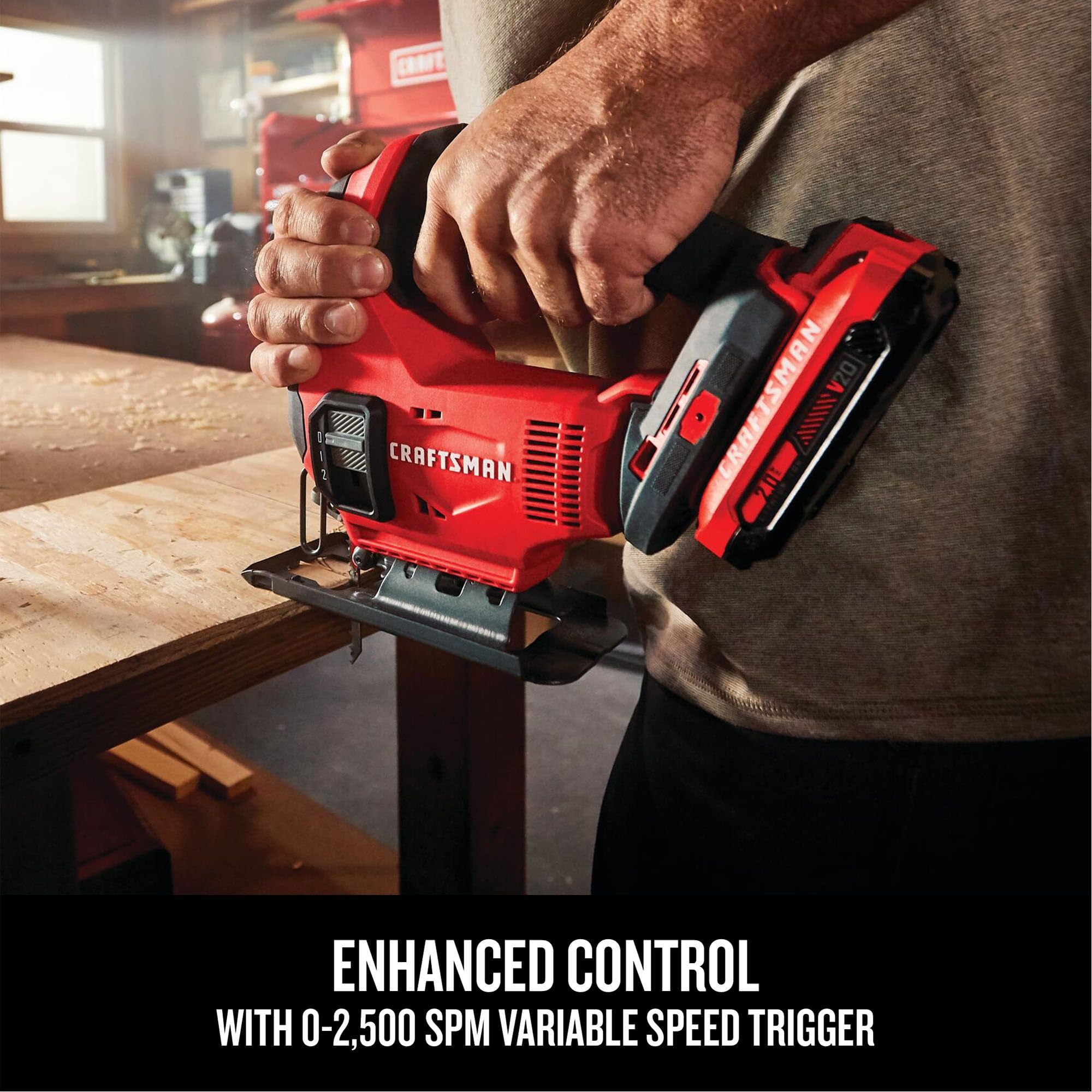 CRAFTSMAN V20 Cordless Jig Saw - 3 Orbital Settings, 2,500 SPM, Bare Tool (CMCS600B) - Perfect for Woodworking, DIY Projects & Home Renovations