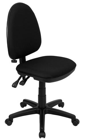 FLASH Mid Back Black Fabric Ergonomic Office Chair - Adjustable Lumbar Support & 360° Swivel - Perfect for Home Office, Gaming & Workspace Comfort