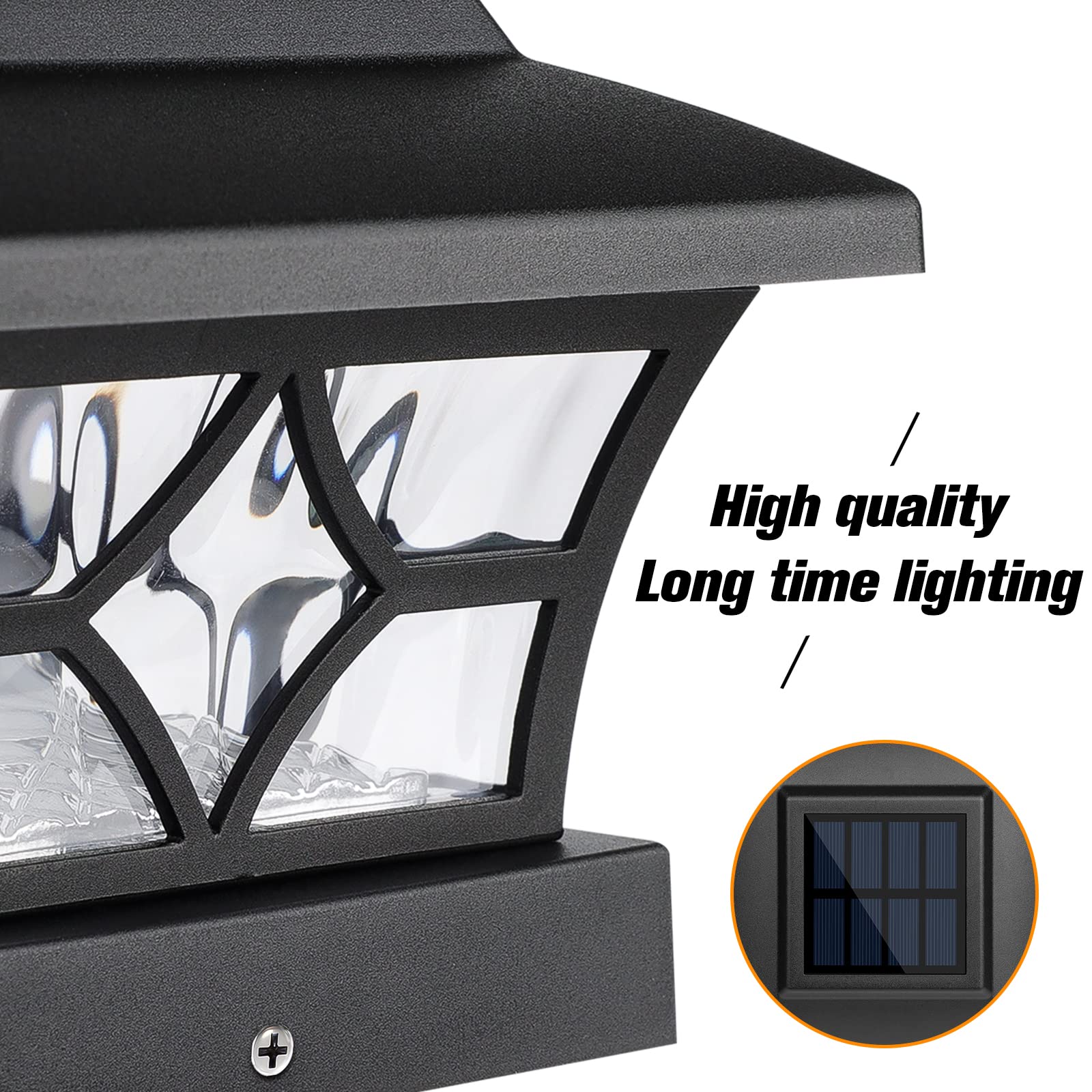 VOLISUN 8Pack Solar Post Cap Lights Outdoor - Waterproof Solar Powered Fence Lights for 4x4 Vinyl/Wood Posts - Cool & Warm White LED Deck Lights for Garden, Patio, Porch, Pathway & Backyard Lighting