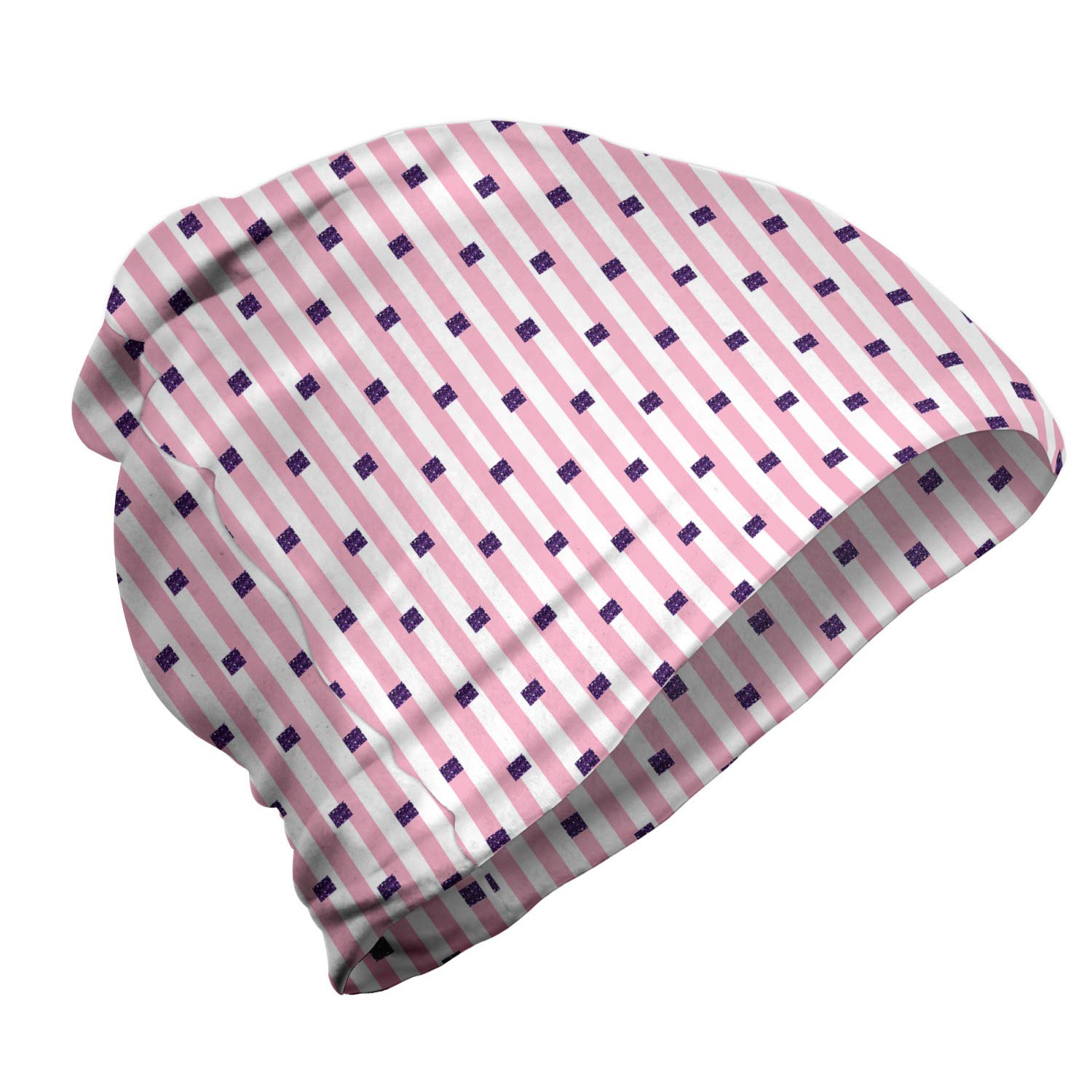 Ambesonne Unisex Beanie - Geometric Stripes & Squares Winter Hat for Men & Women - Warm Knit Beanie for Hiking, Skiing, Outdoor Activities & Cold Weather Fashion