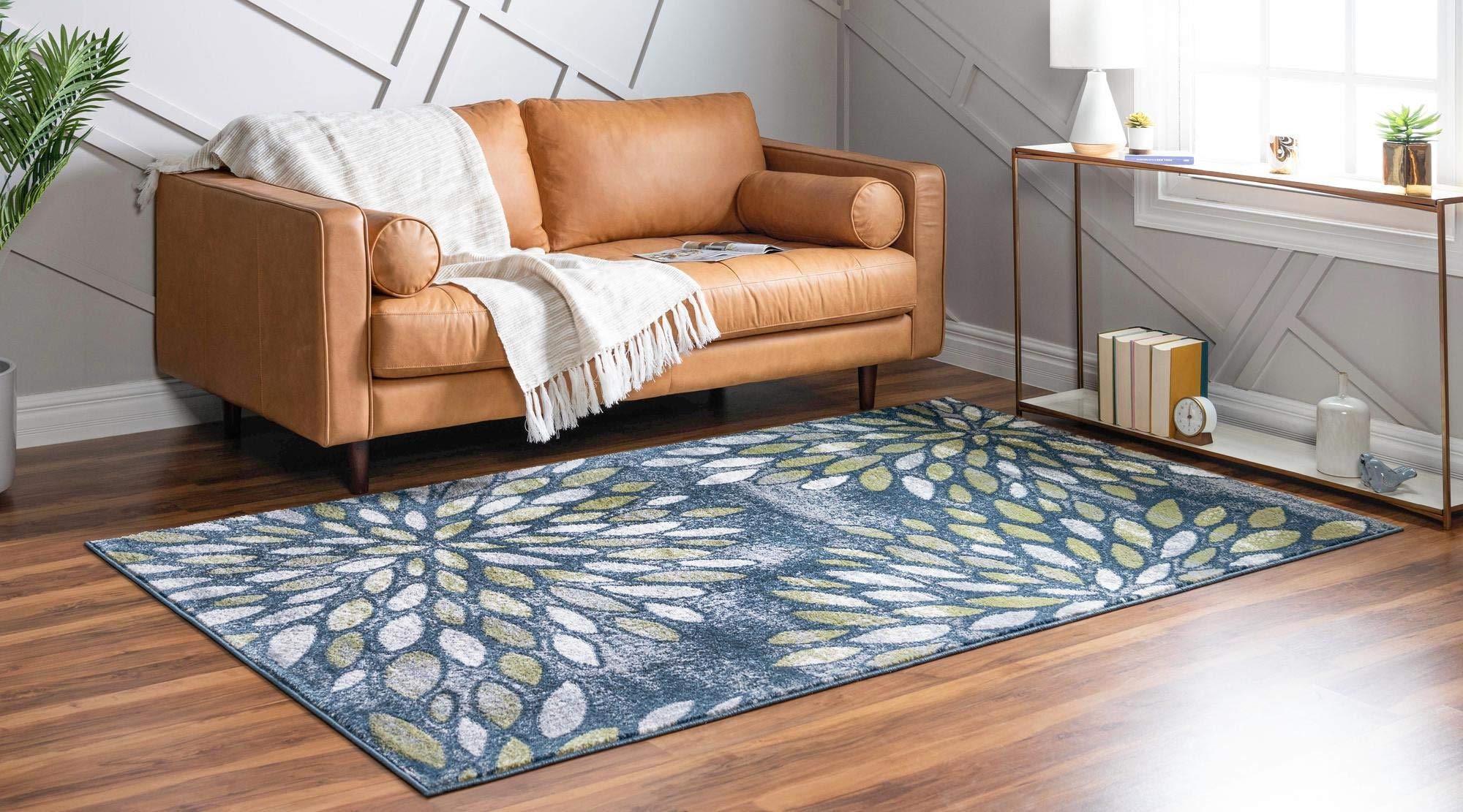 Charleston Collection 5' x 8' Navy Blue Low-Pile Area Rug - Soft Living Room Carpet for Home Decor, Durable Dining Room Rug for High Traffic Areas - Perfect for Modern Houses, Apartments & Office Spaces