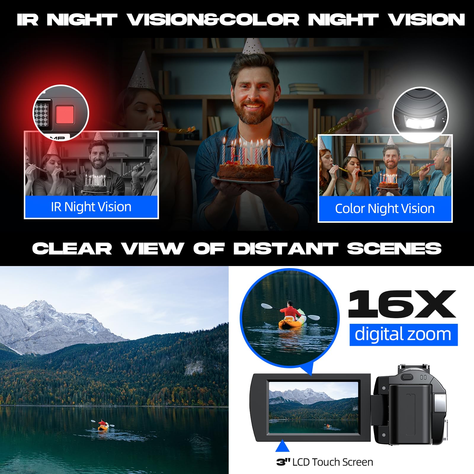 HOTPEAK 5K 56MP WiFi Vlogging Camera with 3