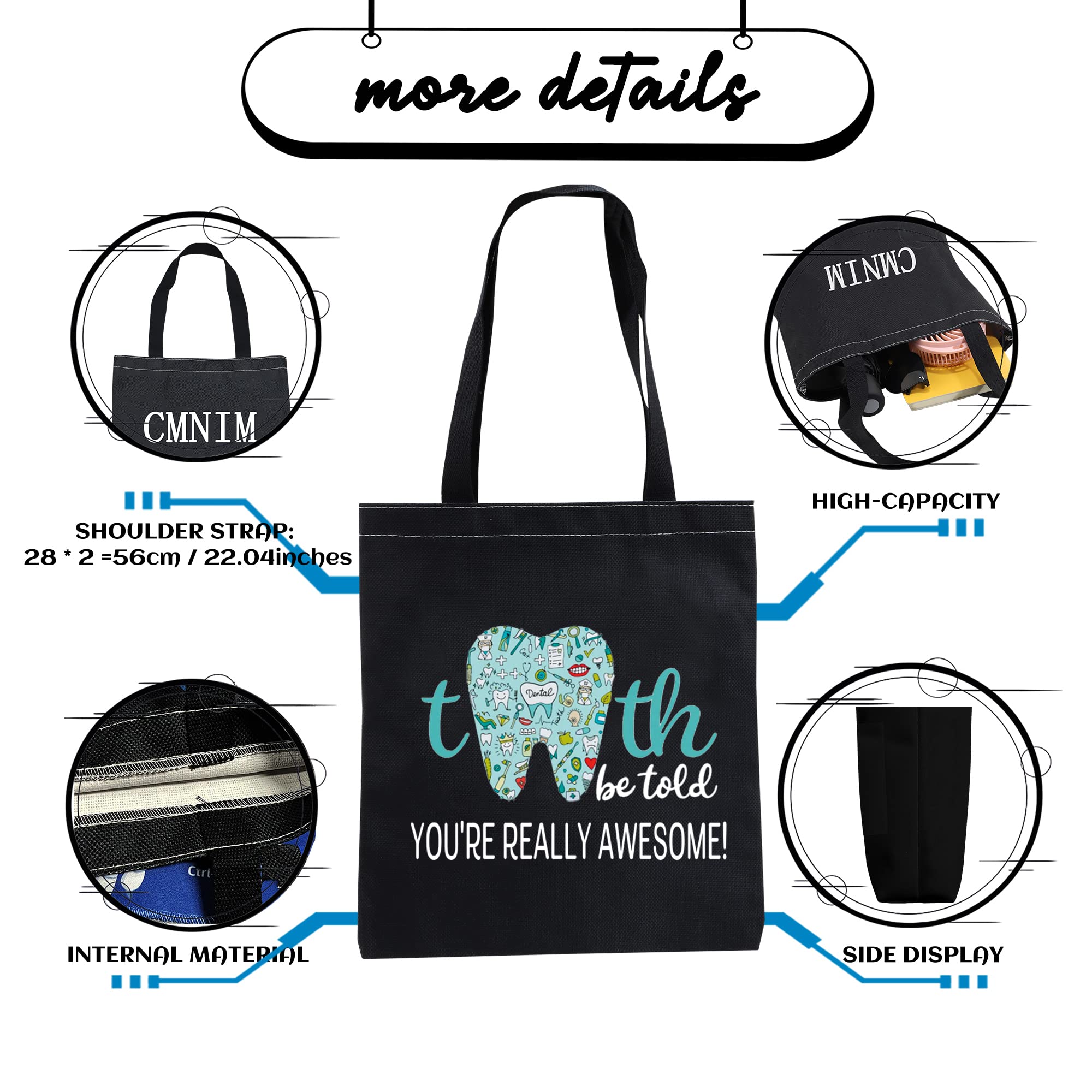 Dental Hygienist Gift Set - CMNIM Makeup Bag for Dentists & Dental Assistants - Perfect Graduation Gift - Tooth Be Told You're Really Awesome - Ideal for Dental Office, Travel & Professional Use