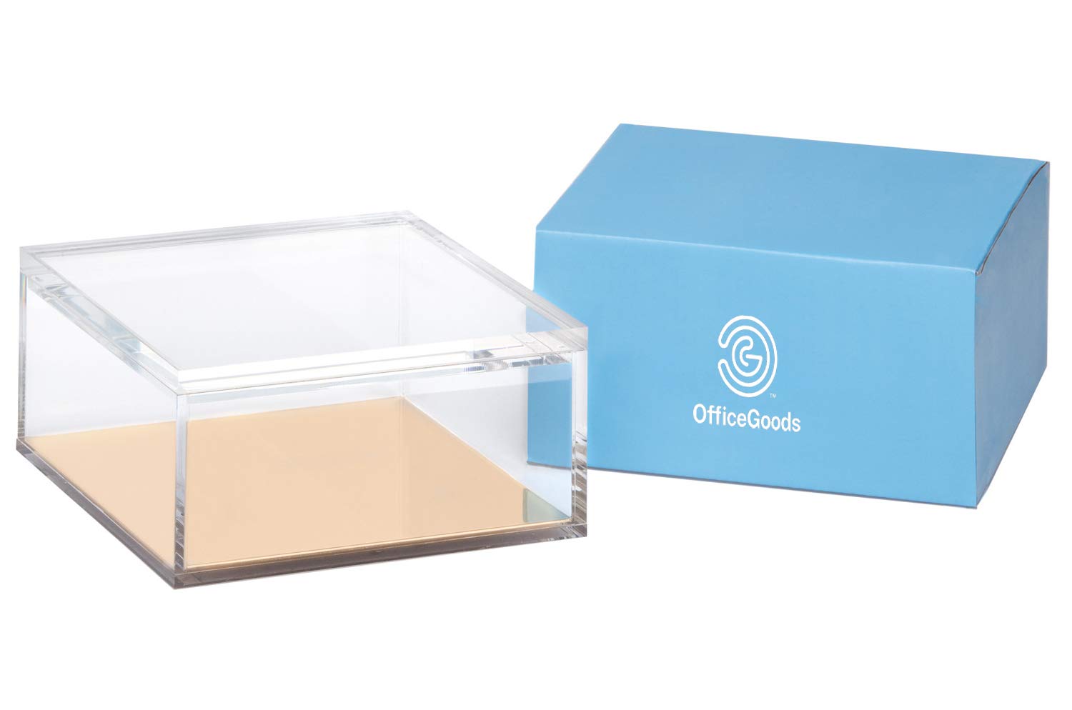 OfficeGoods Acrylic Desk Organizer with Gold Base - Stylish Storage Box for Home Office, Kitchen Counter, Bathroom Vanity & Display Shelves - Perfect for Organizing Jewelry, Makeup, Office Supplies & Collectibles - Extra Large Desktop Organizer