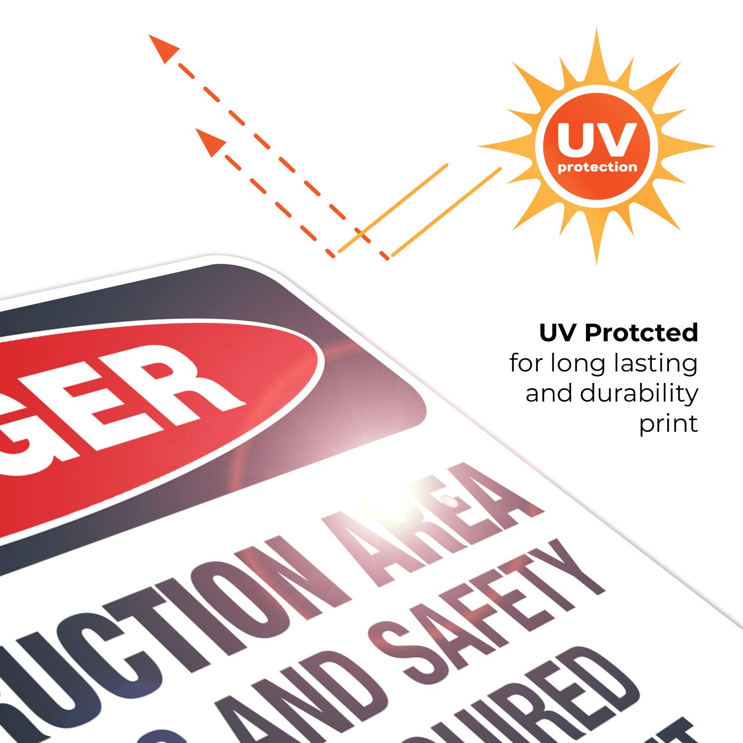OSHA Compliant Construction Safety Sign - Hard Hats & Safety Glasses Required Beyond This Point - 18x24 Inch Rust-Free .063 Aluminum Sign - Fade Resistant for Indoor/Outdoor Use - Made in USA - Perfect for Construction Sites, Warehouses & Industrial Areas
