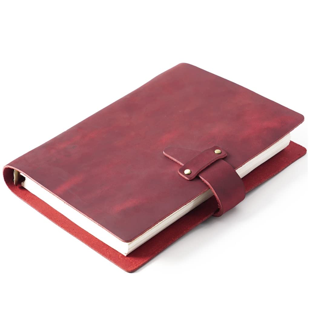 Rustic Genuine Leather A5 Spiral Notebook - Handmade Brass Binder Journal, Sketchbook, Diary, Planner for Writing & Drawing | Perfect for Office, School & Travel (Color: A, Size: A5)