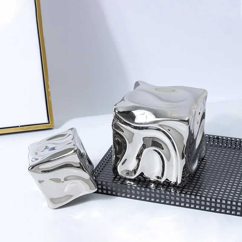 Elegant Draped Cube Ornament - Modern Home Decor for Christmas Tree, Holiday Party & Wedding Centerpiece Decoration