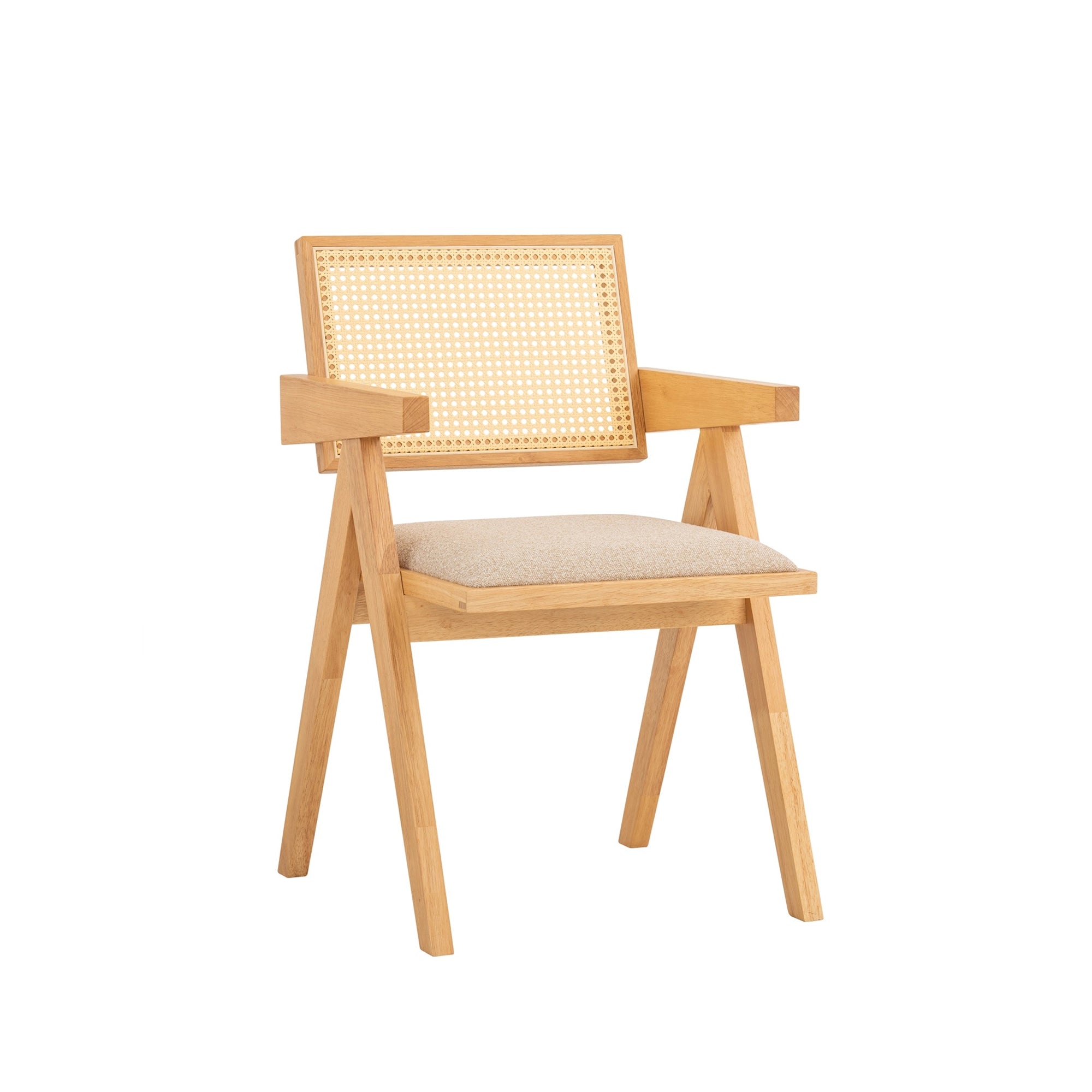 Nordic Rattan Dining Chair - Natural Wicker Seat with Cushion - Modern Boho Style for Indoor & Outdoor Use - Perfect for Patio, Garden, Dining Room, and Cafe Decor