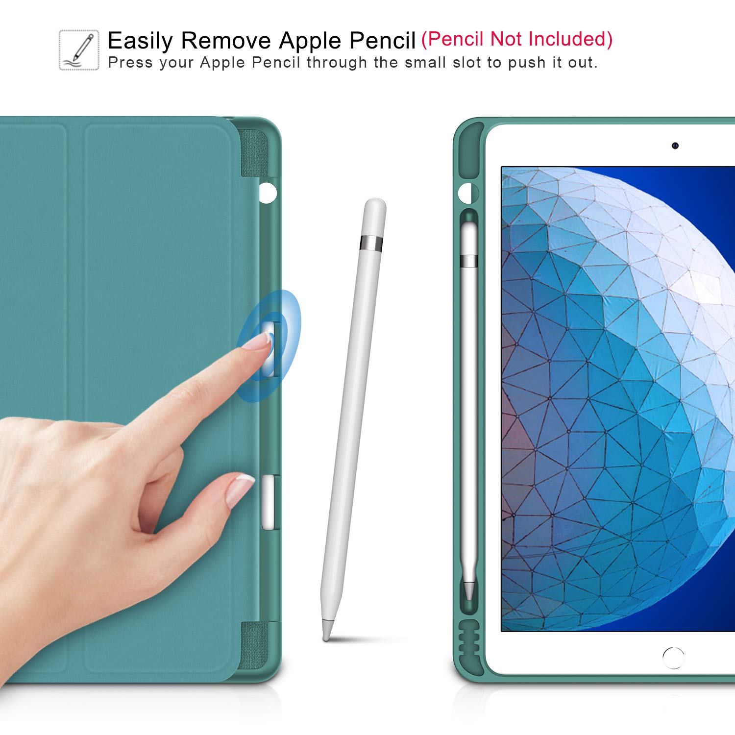 Premium Smart Case for iPad Air 3 (2019) & iPad Pro 10.5 (2017) - Ultra Slim TPU Back Cover with Pencil Holder | Auto Sleep/Wake | Strong Protection | Lake Blue | Perfect for Work, Travel & School Use
