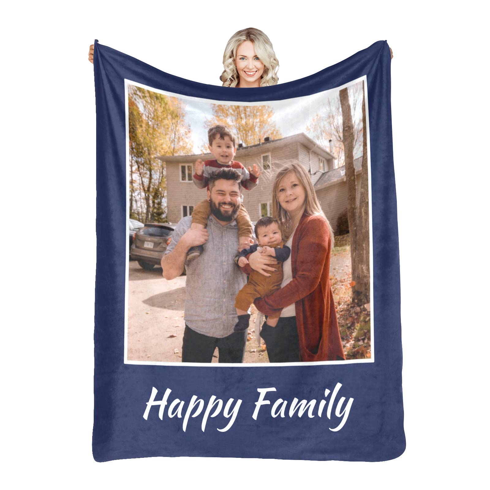 Custom Photo Blanket - Personalized Picture Blanket with Your Design - Perfect Gift for Christmas, Birthday, Anniversary, Mother's Day & Father's Day - Cozy Home Decor, Romantic Keepsake & Thoughtful Present