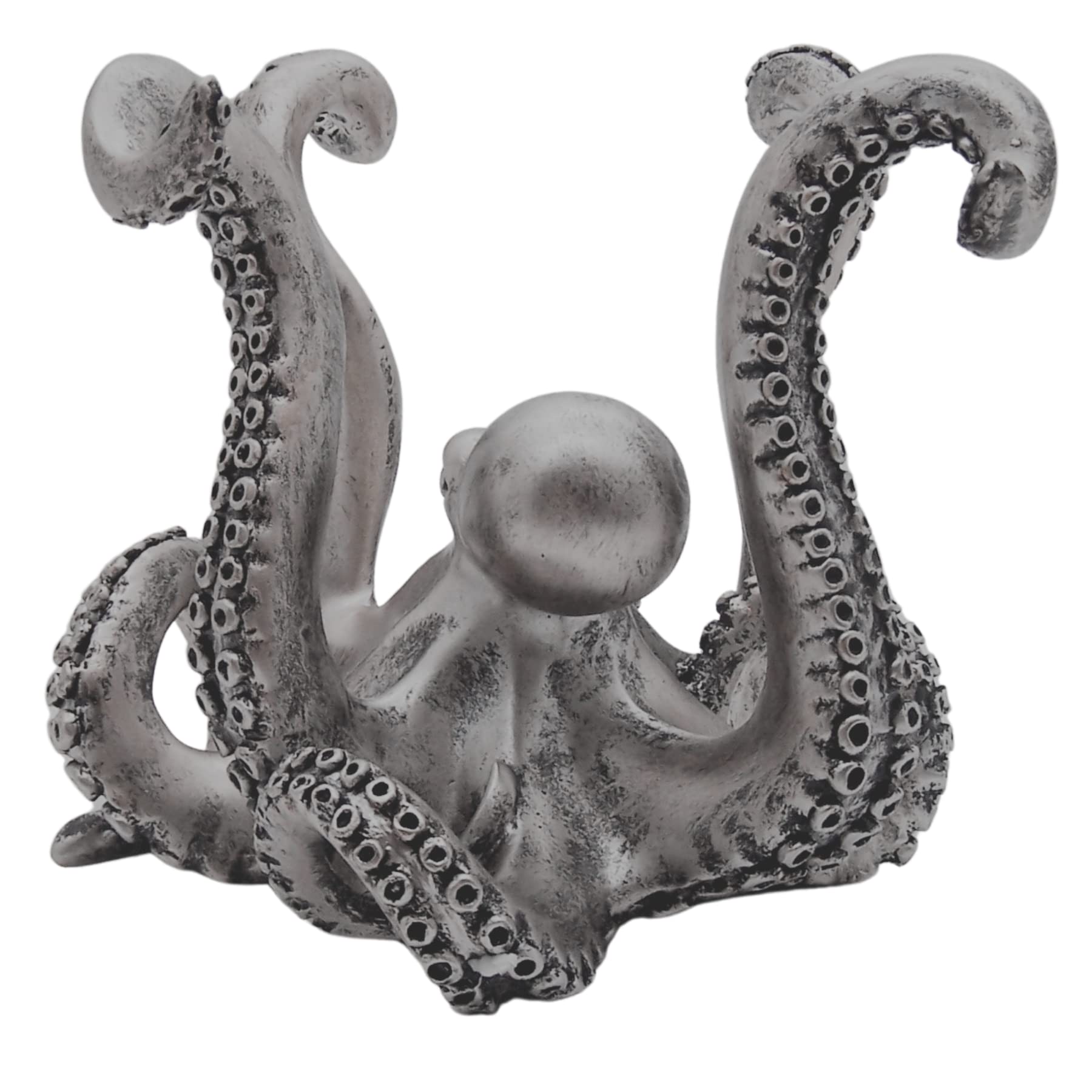 Silver Octopus Mug Holder - Unique Nautical-Themed Kitchen Organizer & Tabletop Decor (7.5 Inches) - Perfect for Coffee Cup Storage, Beach House Decor, and Ocean-Themed Gift Ideas