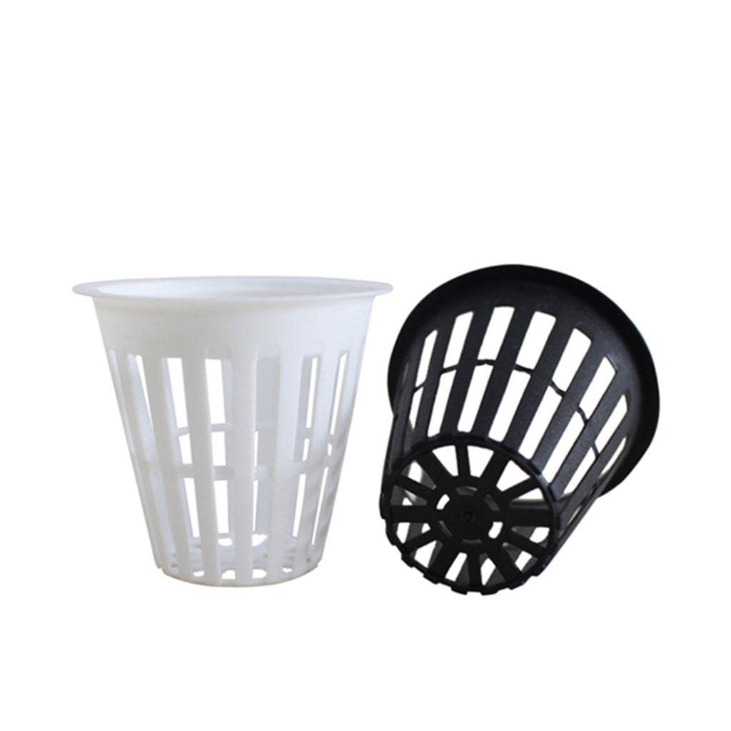 5 Pack Heavy Duty 2 Inch Net Pots for Hydroponics & Aquaponics - Wide Rim Slotted Mesh Plant Cups (White) - Perfect for Indoor Herb Gardens, Seed Starting & Hydroponic Systems
