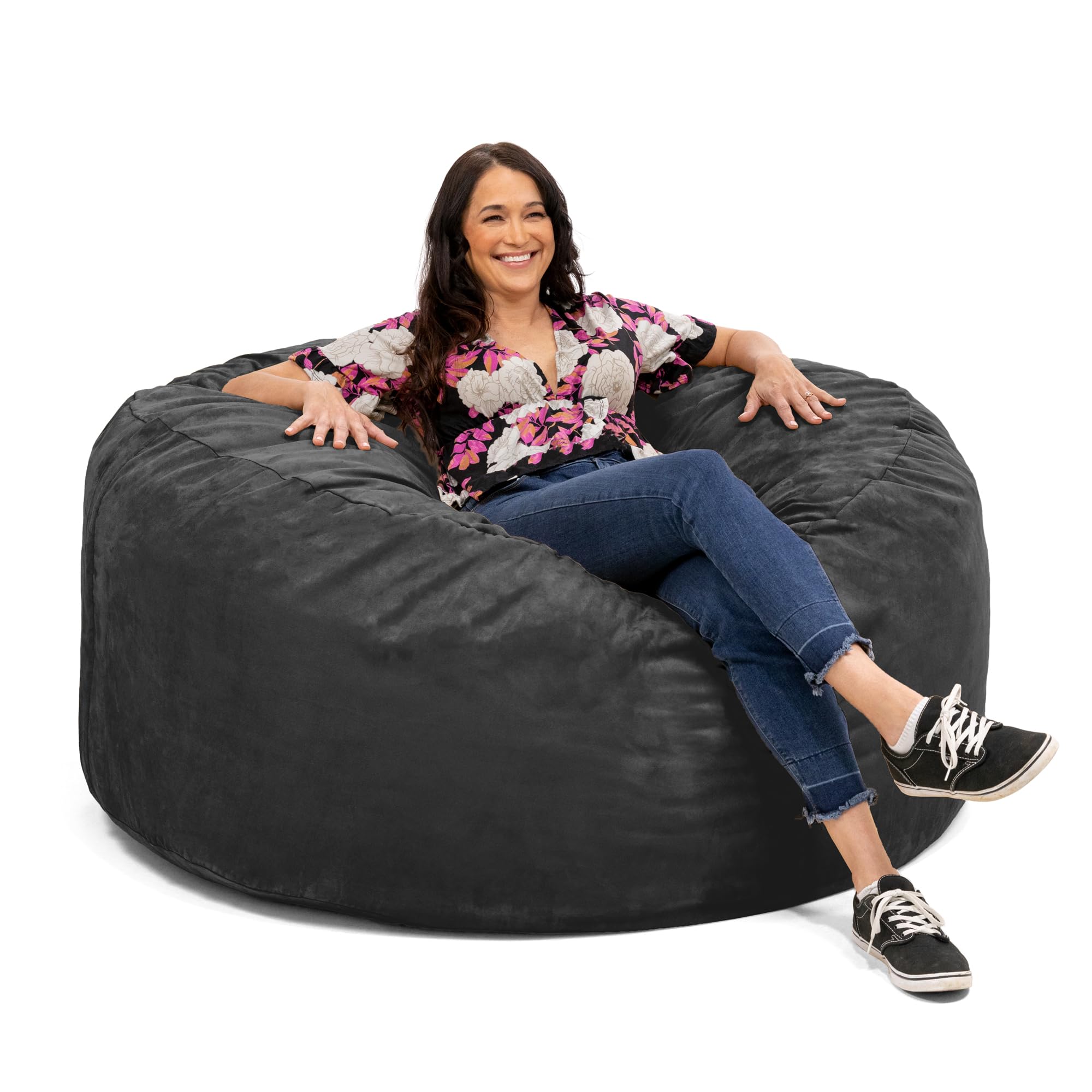 Jaxx 5 Foot Giant Saxx Bean Bag Chair for Adults - Oversized Memory Foam Filled Lounger, Black - Perfect for Living Room, Game Room & Dorm Relaxation