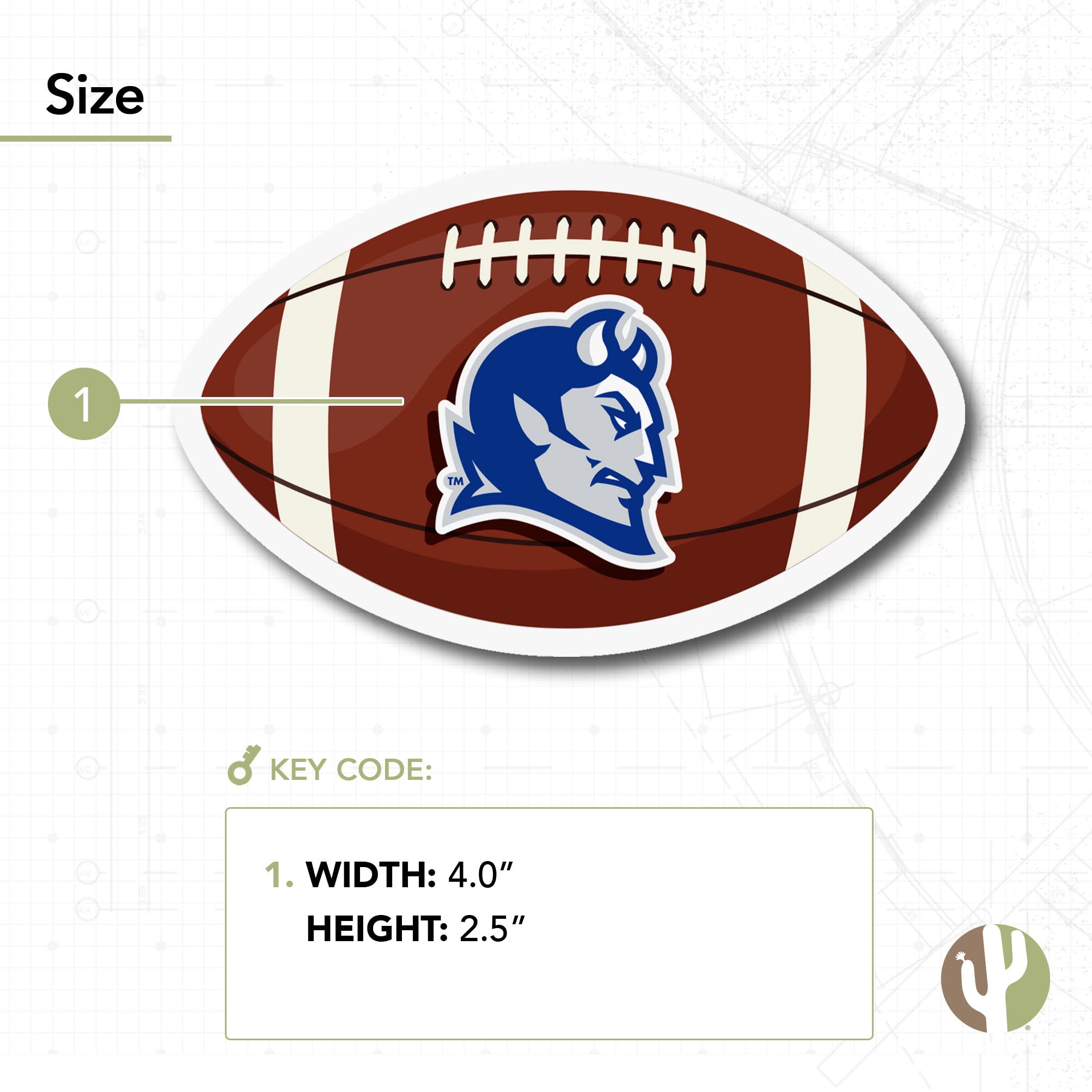 CCSU Blue Devils Football Logo Vinyl Decal Sticker - Desert Cactus Design for Laptop, Water Bottle, Car & Scrapbook | Perfect for College Fans, School Spirit & DIY Crafts