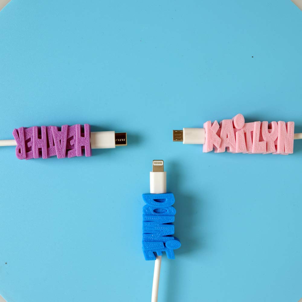 Personalized USB Cable Clip Label - Custom Name Cable Organizer for iPhone & Android Chargers - Eternal Preserved Real Rose Gift Box - Perfect for Valentine's Day, Anniversary & Romantic Gifts for Couples