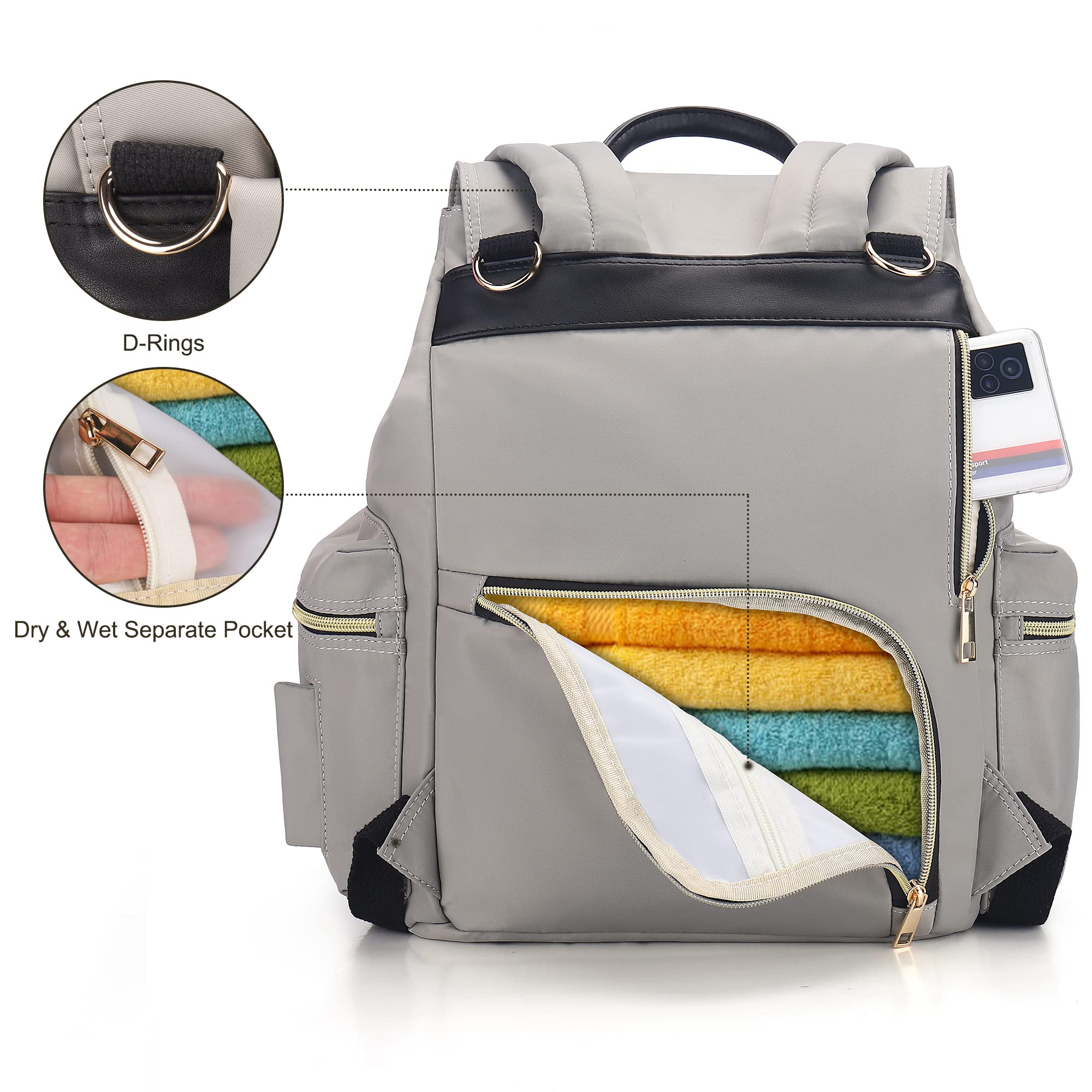 Vogshow Waterproof Diaper Bag Backpack - Large Multi-Functional Travel Baby Changing Bag for Moms, Dads & Caregivers - Perfect for Daycare, Hospital Visits & Family Outings