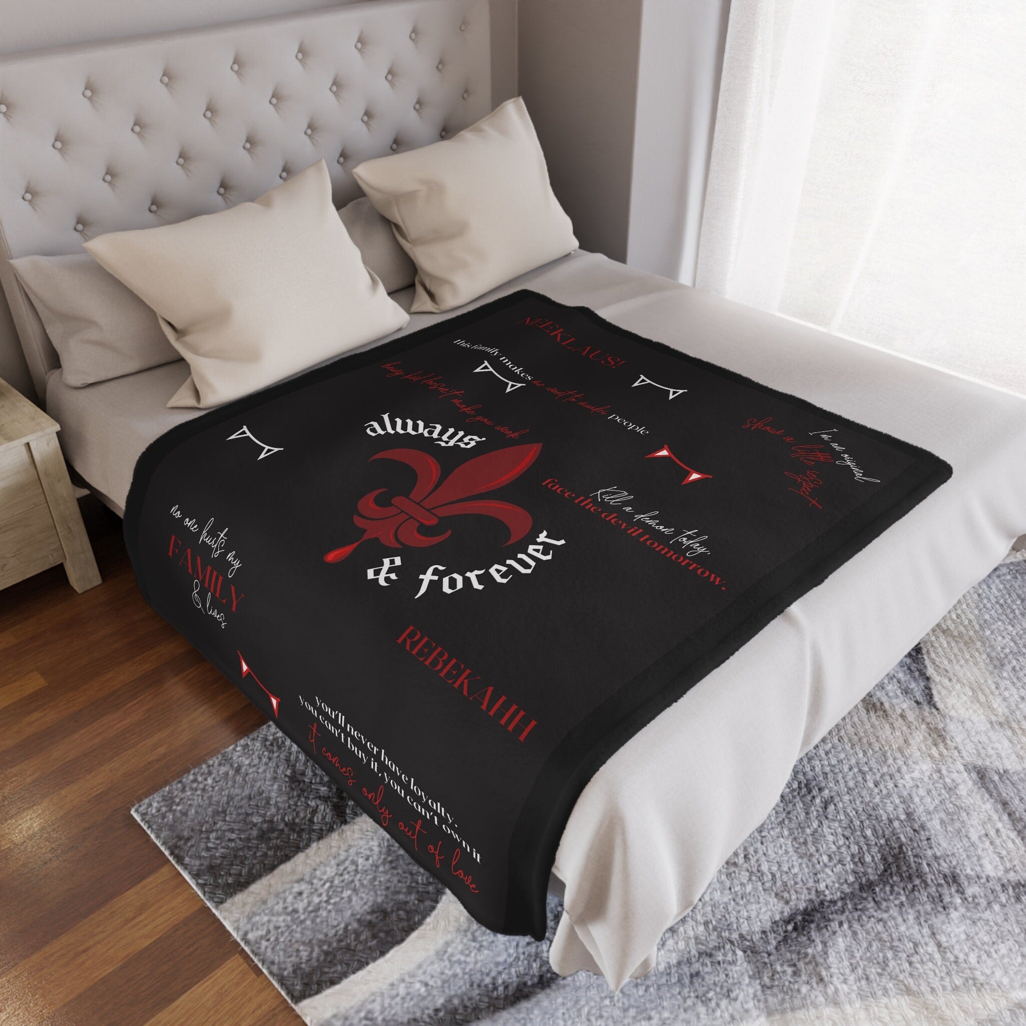 The Originals TV Show Quotes Blanket - Vampire Diaries Merchandise, Custom Quote Throw Blanket for Fans, Klaus Mikaelson Inspired Gift - Perfect for Cozy Nights & TVD Themed Decor