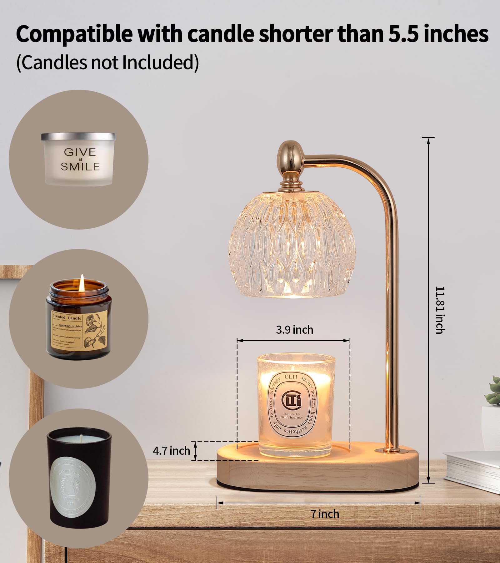 Electric Candle Warmer Lamp with Timer & Dimmer - Fragrance Wax Melter for Home, Bedroom, Living Room Decor - Perfect Gift for Women with 2 Bulbs - Ideal for Relaxation, Aromatherapy & Cozy Ambiance