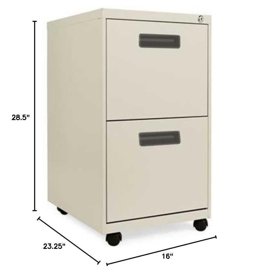 Alera File Pedestal - 2-Drawer Mobile File Cabinet with Lock, Black - Perfect for Office Storage & Organization