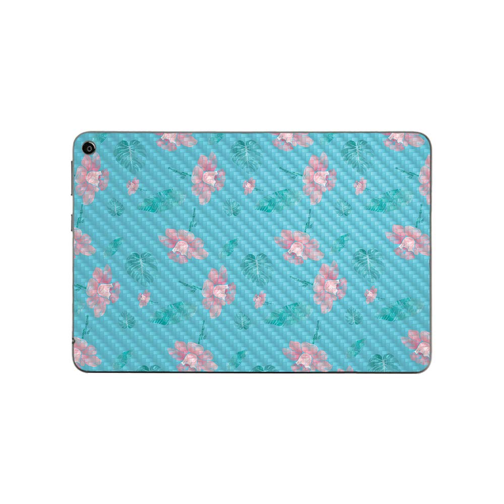 MightySkins Carbon Fiber Skin for Amazon Fire HD 8 (2020) - Water Flowers Design | Protective & Durable Textured Cover | Easy to Apply | Made in USA | Perfect for Home, Office & Travel Protection