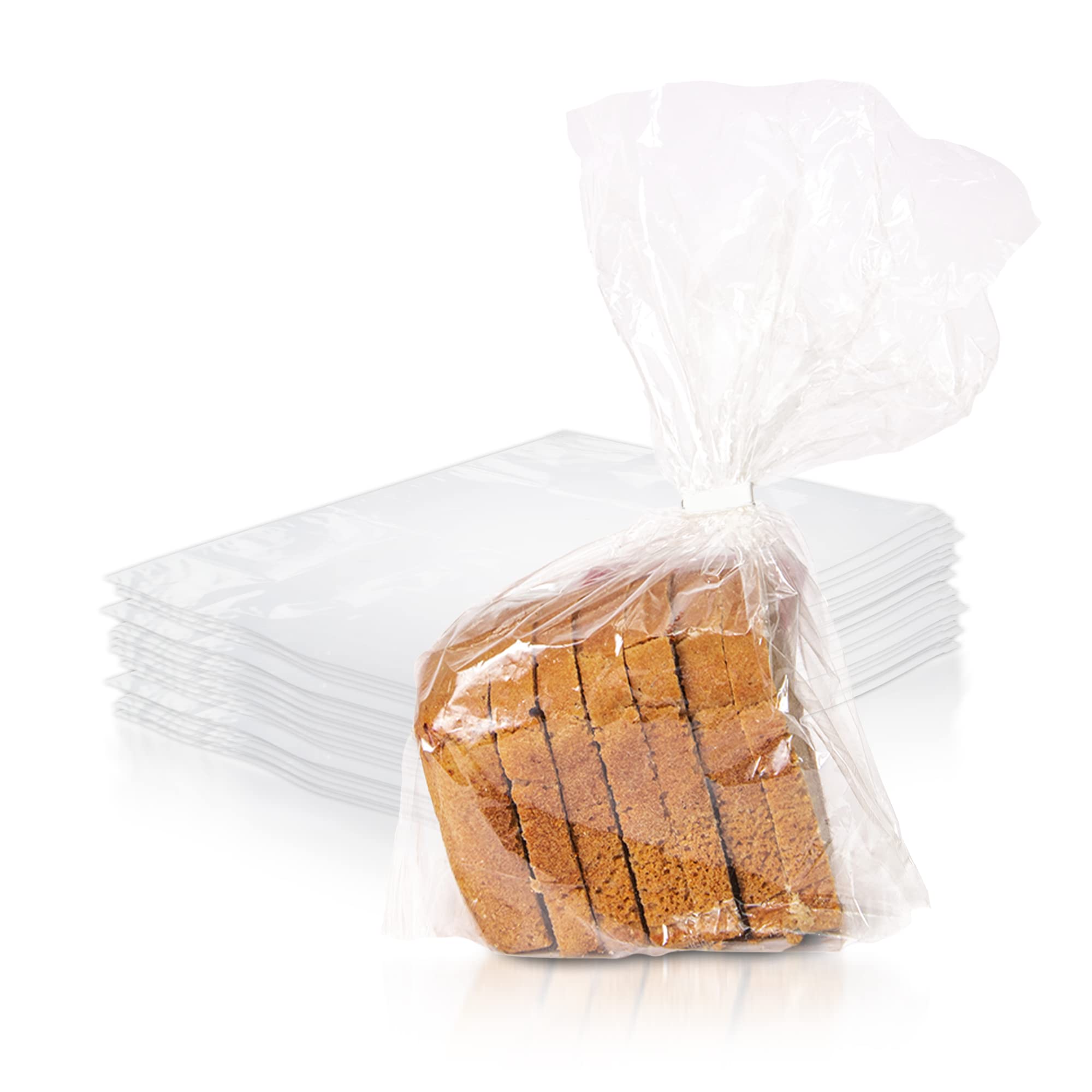 PUREVACY 4x2x12 Inch Clear Plastic Bread Bags - 100 Pack PE 1 Mil Gusseted Bread Storage Bags | Waterproof, Durable Food Packaging | Perfect for Bakery, Sandwich Storage & Homemade Bread Preservation