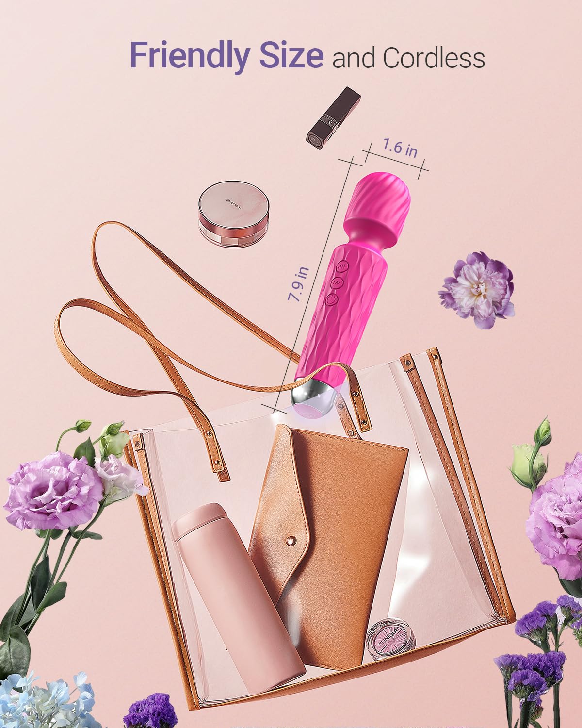 Powerful Waterproof Rose Vibrator Wand for Women - 8 Speeds & 20 Patterns Clitoral Stimulator, G-Spot Massager - Perfect for Solo Play, Couples & Sensual Relaxation