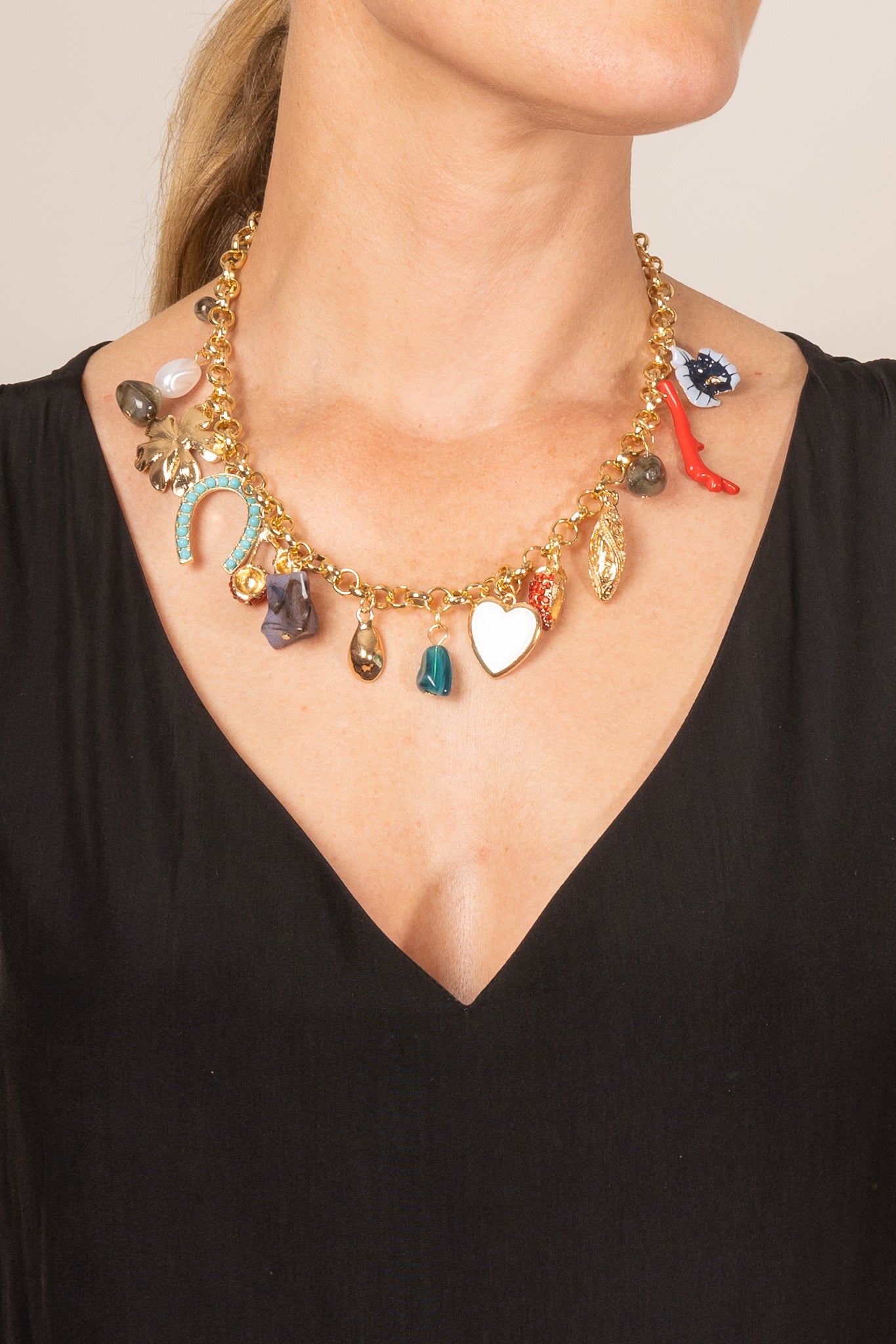 8 Other Reasons Multi Charm Necklace - Elegant Layered Pendant Necklace for Women, Perfect for Daily Wear, Date Night & Special Occasions