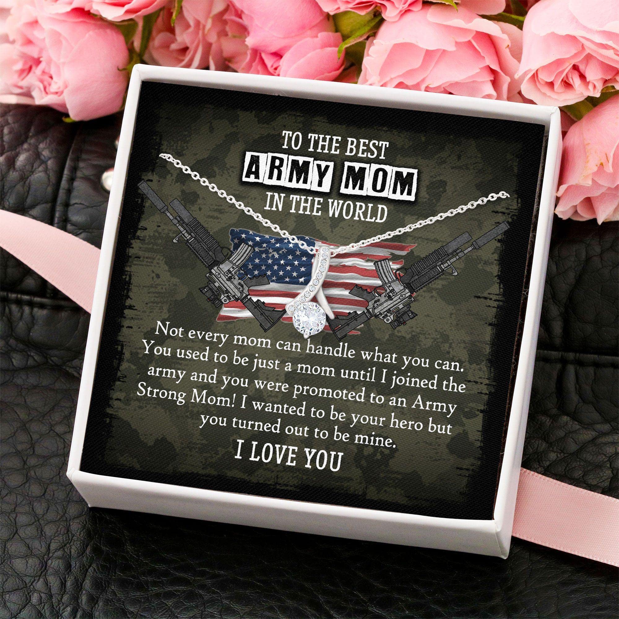 **Proud Army Mom Necklace - Elegant Military Mother's Jewelry Gift for Birthday, Mother's Day (Luxury Gift Box) - Perfect for Military Appreciation, Deployment Support & Patriotic Occasions**