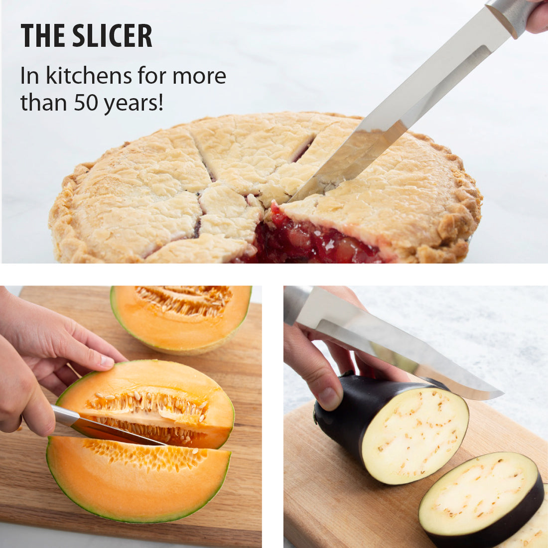 Premium Stainless Steel Slicer Knife - Ultra Sharp Kitchen Knife for Meat, Bread, Cheese & Vegetables - Perfect for Home Cooking, BBQ & Food Prep