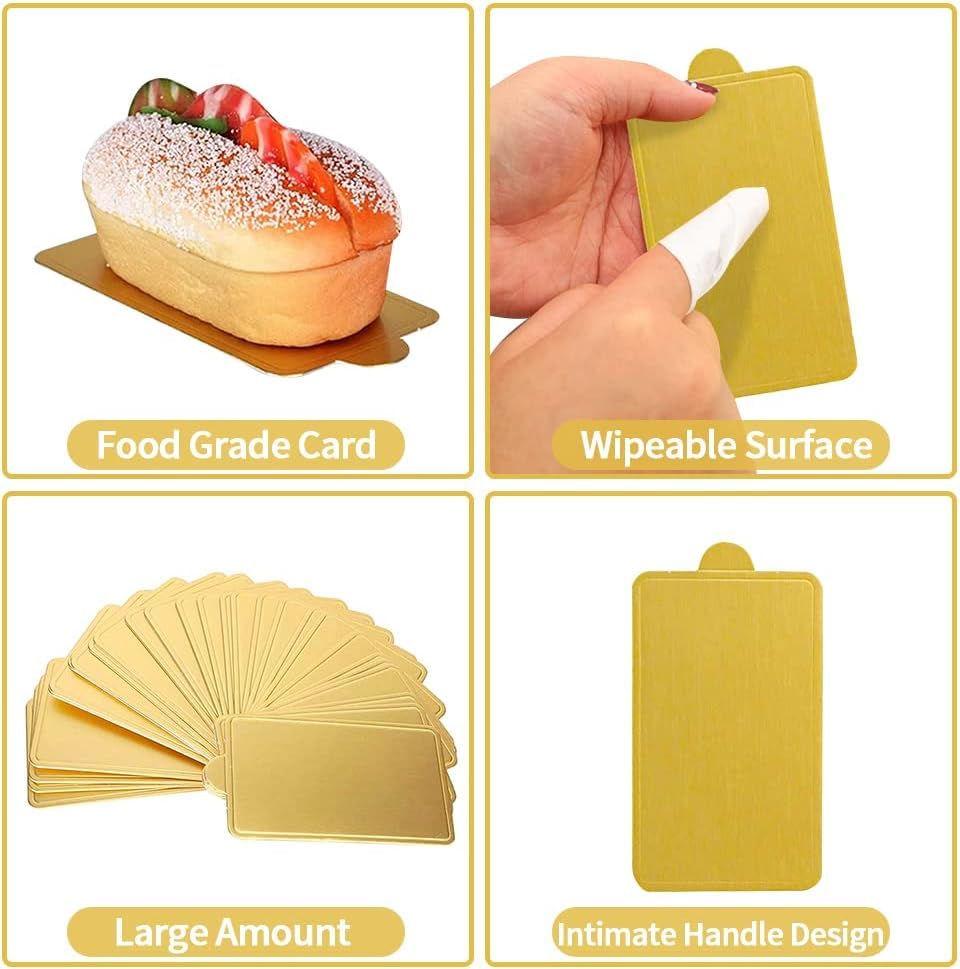 100PCS Mini Square Golden Cardboard Cake Base | Disposable Mousse Dessert & Cupcake Stands | 10X5cm Wedding, Birthday Party Serving Trays | Perfect for DIY Desserts, Buffet Displays & Event Catering