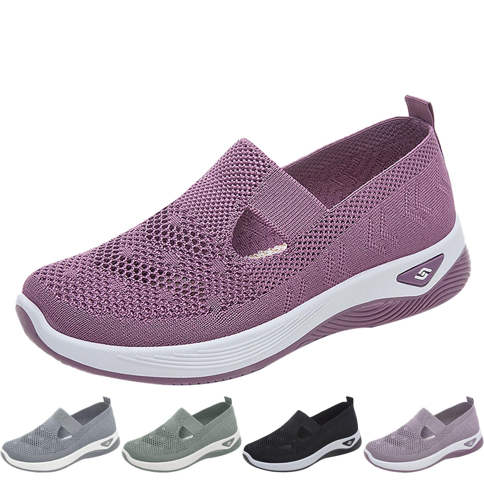 Women's & Men's Lightweight Woven Slip-On Sneakers - Orthopedic Running Shoes for Casual & Dress Wear - Black Tennis Shoes & Loafers for Walking, Work & Everyday Comfort