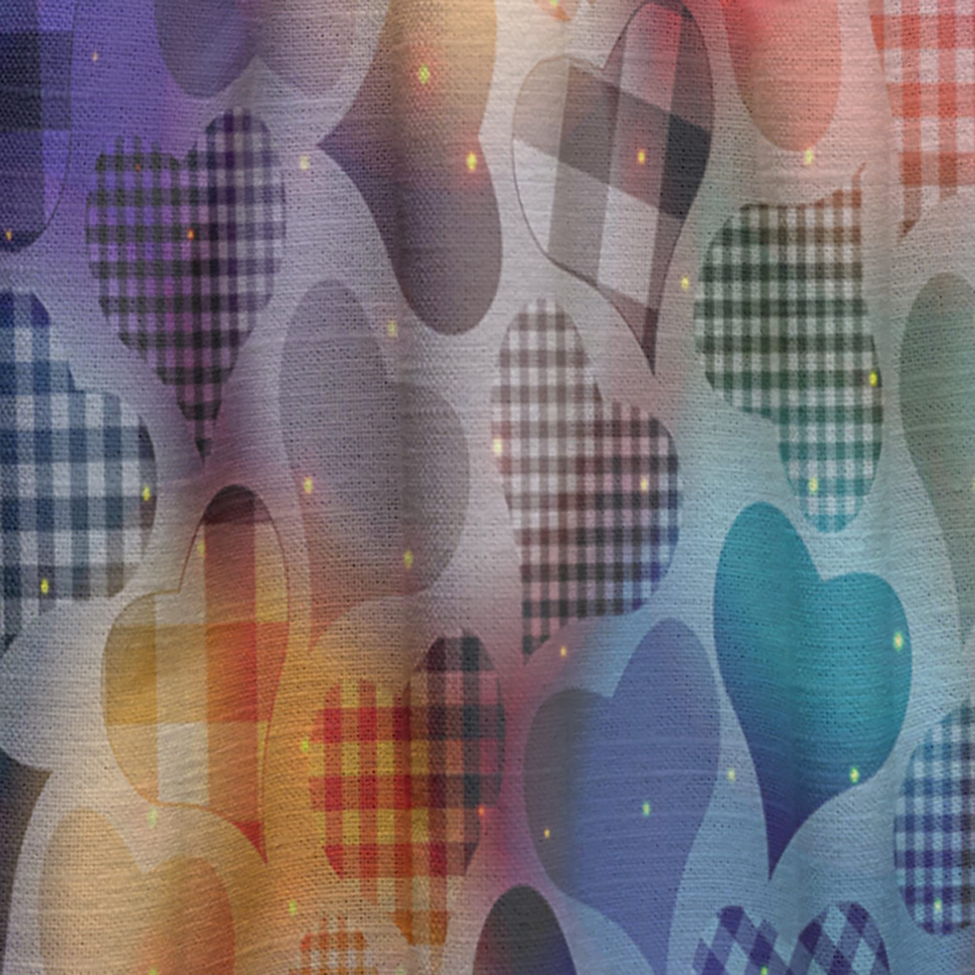 DesignQ Floating Hearts Square Pattern Thermal Insulated Curtains - Single Panel 52x120 - Elegant Window Treatments for Bedroom & Living Room | Perfect for Home Decor & Temperature Control