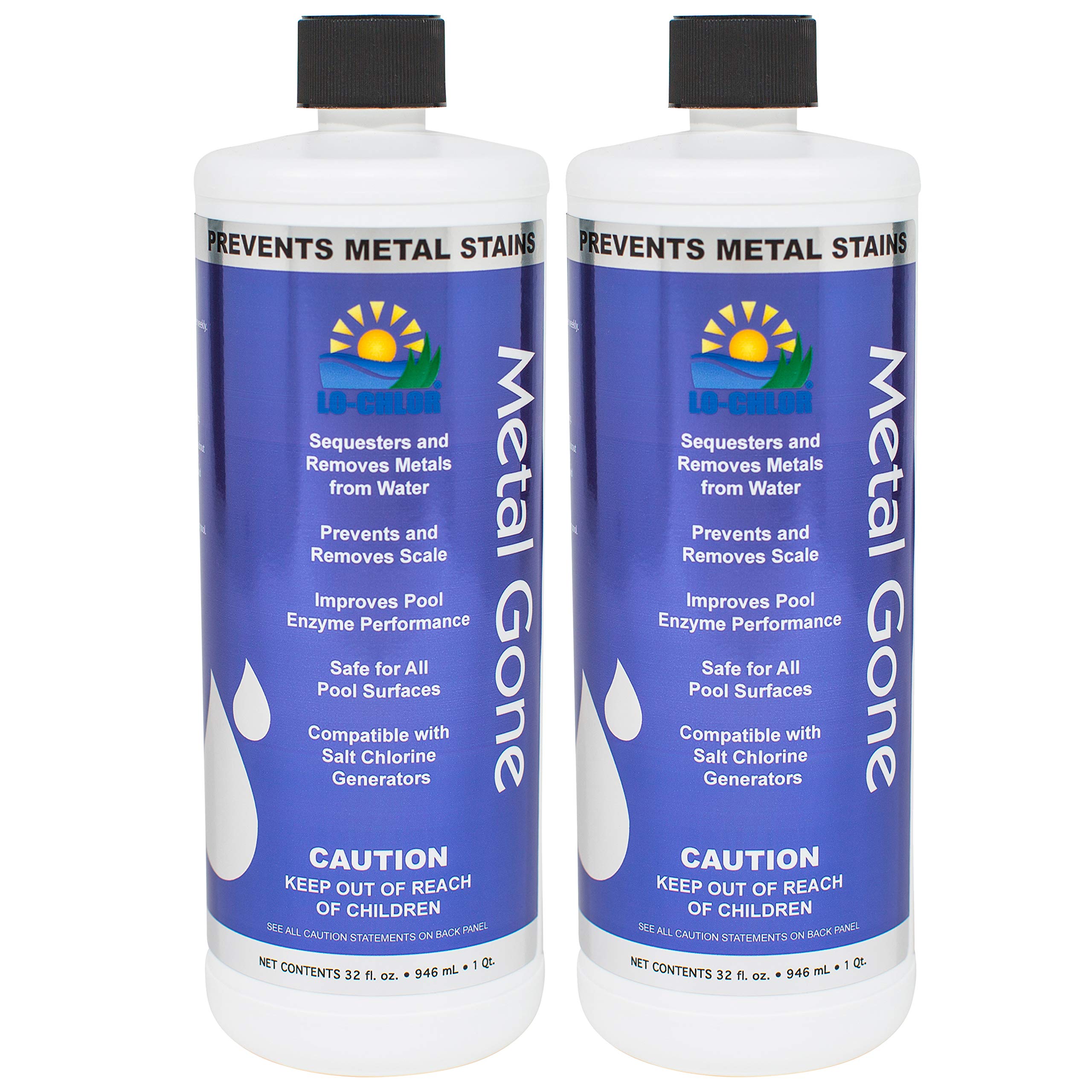 Metal Gone 2 Pack (1 Quart Each) - Professional Pool Water Metal & Scale Remover for Swimming Pools, Hot Tubs & Fountains - Effective Stain & Mineral Deposit Cleaner