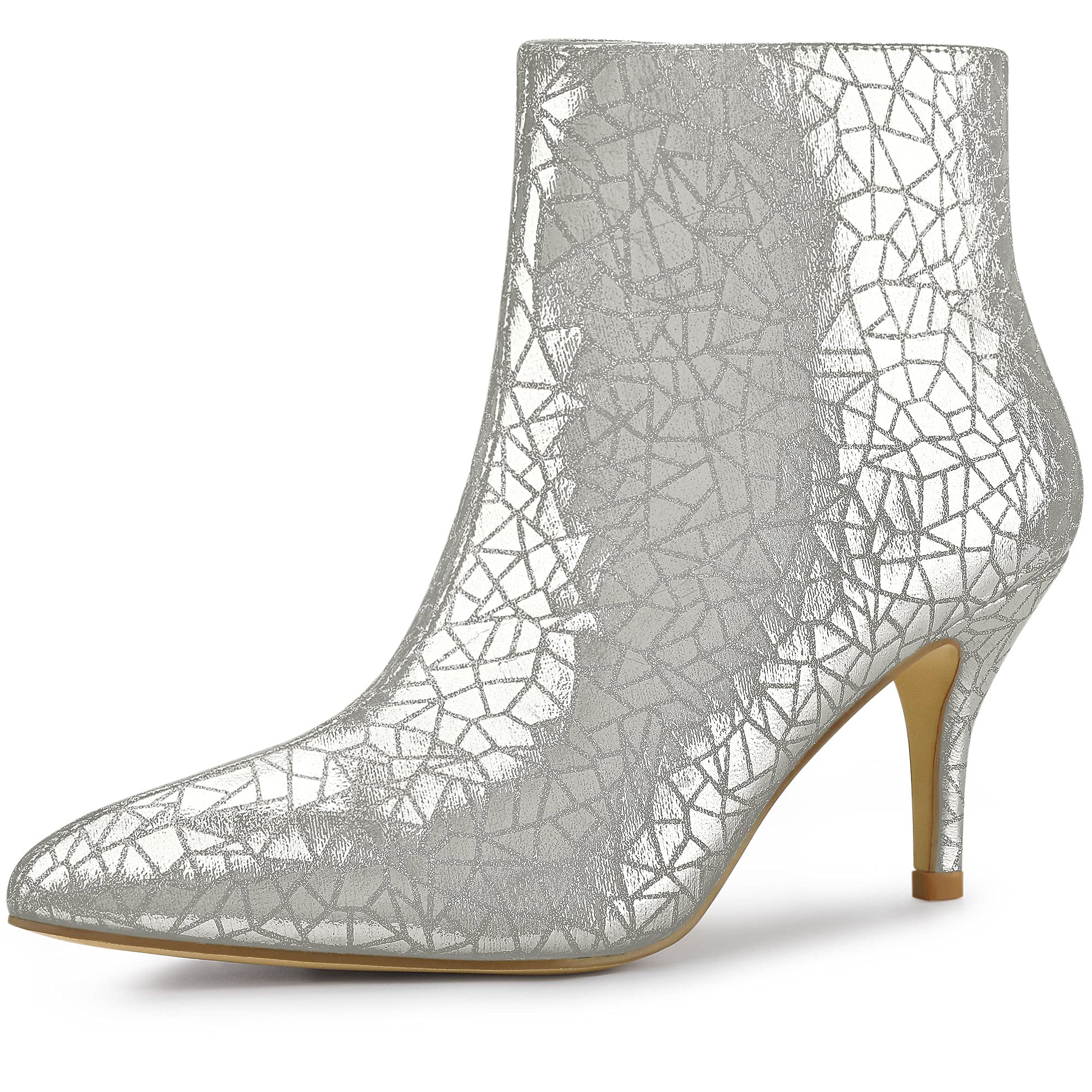 Allegra K Women's Sparkly Pointed Toe Stiletto Heel Ankle Boots for Party, Evening & Special Occasions - Dressy High Heel Booties for Women