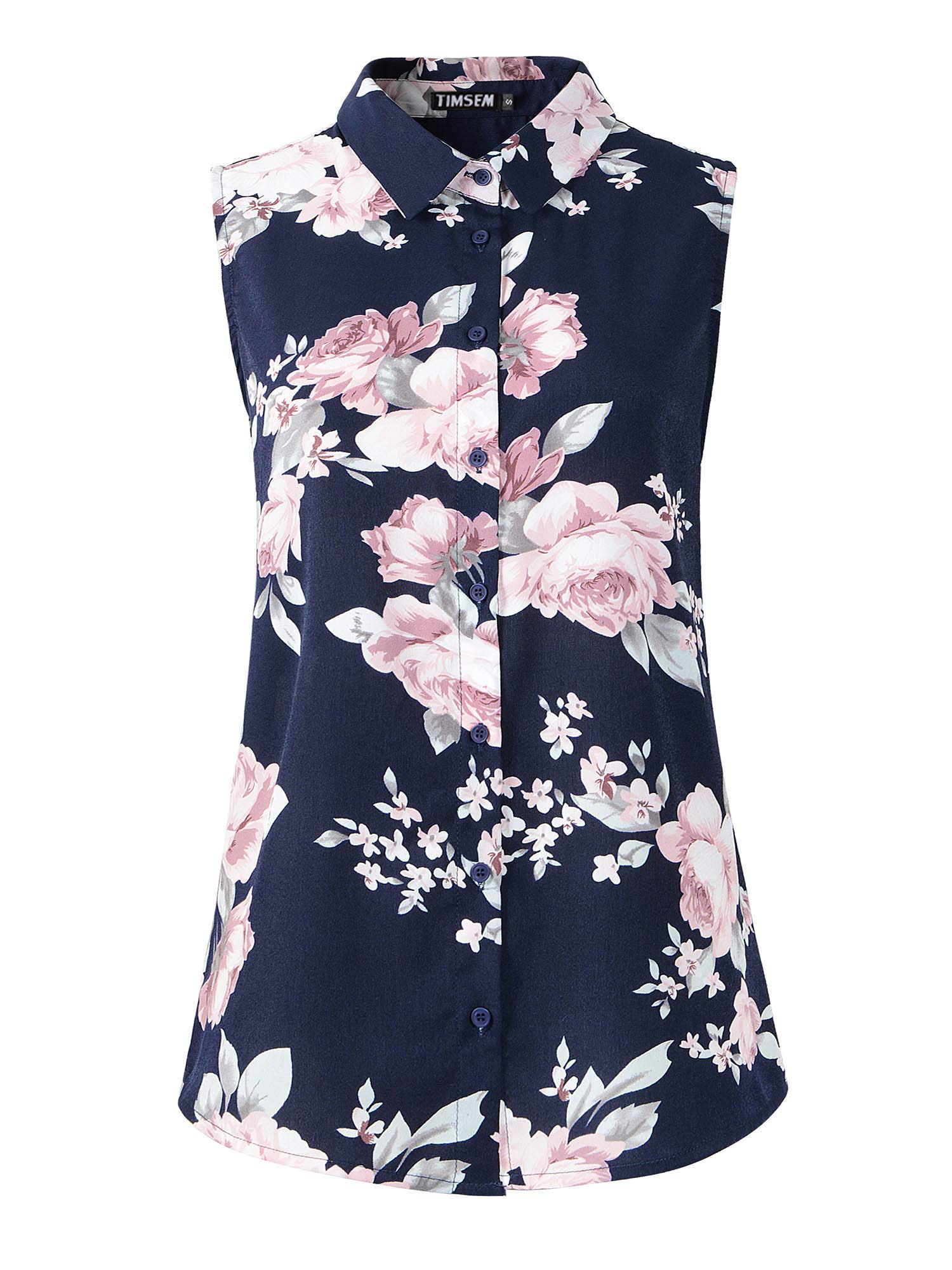 TIMSEM Women's Sleeveless Floral Print Chiffon Blouse - Summer Casual Tops for Women, Perfect for Beach Vacation, Office Wear & Date Night Outfits