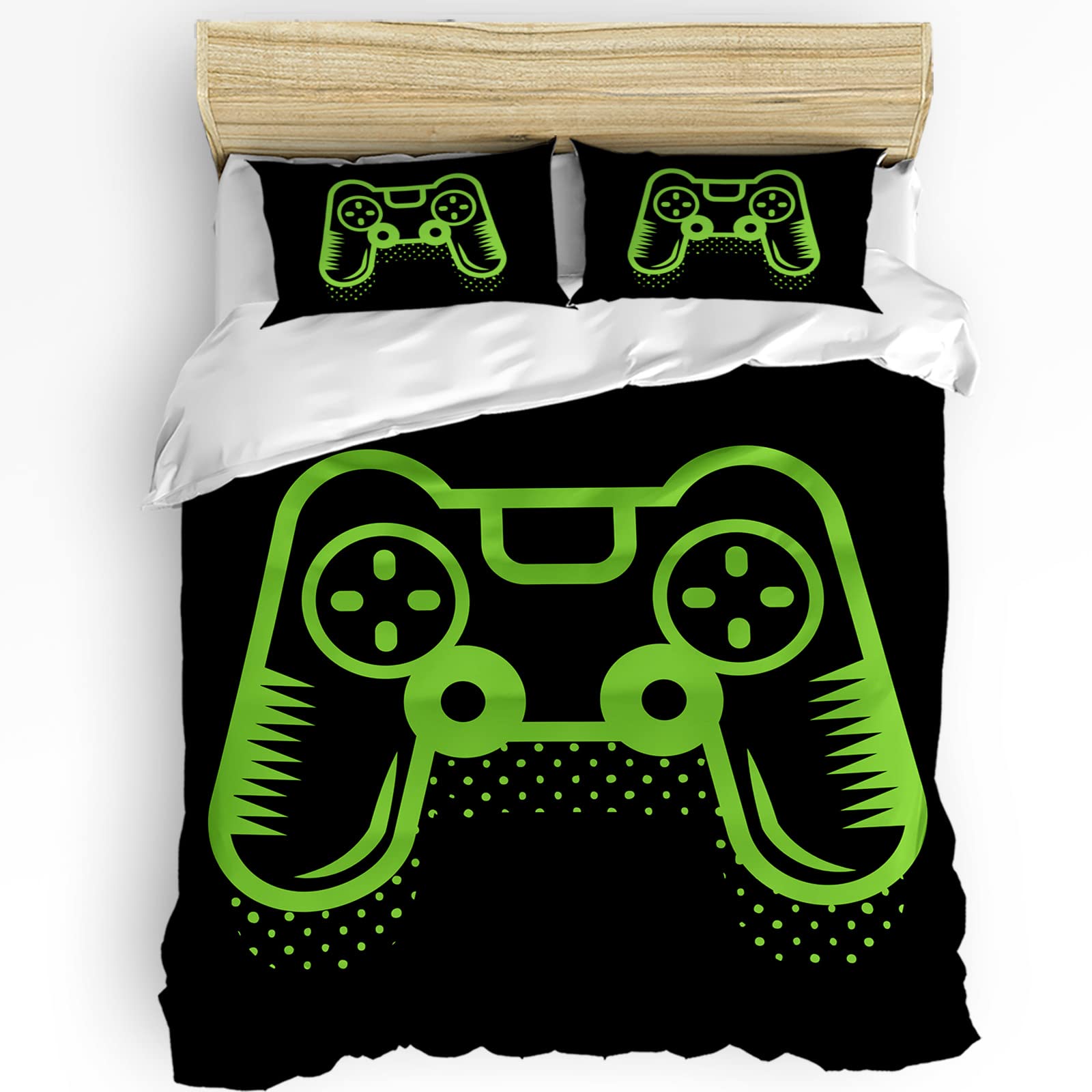 3-Piece Twin Duvet Cover Set with Zipper - Soft Microfiber Game Controller Print Bedding for Boys & Girls - Cartoon Illustration Design - Perfect for Kids' Rooms, Teen Bedrooms & Gaming Themed Decor