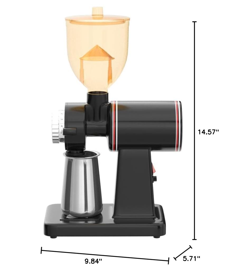 Premium RRH Electric Burr Coffee Grinder - Professional Automatic Coffee Bean Mill with 250g Capacity, Perfect for Espresso, French Press & Cold Brew at Home or Office (RRH-CG-BLK-A)