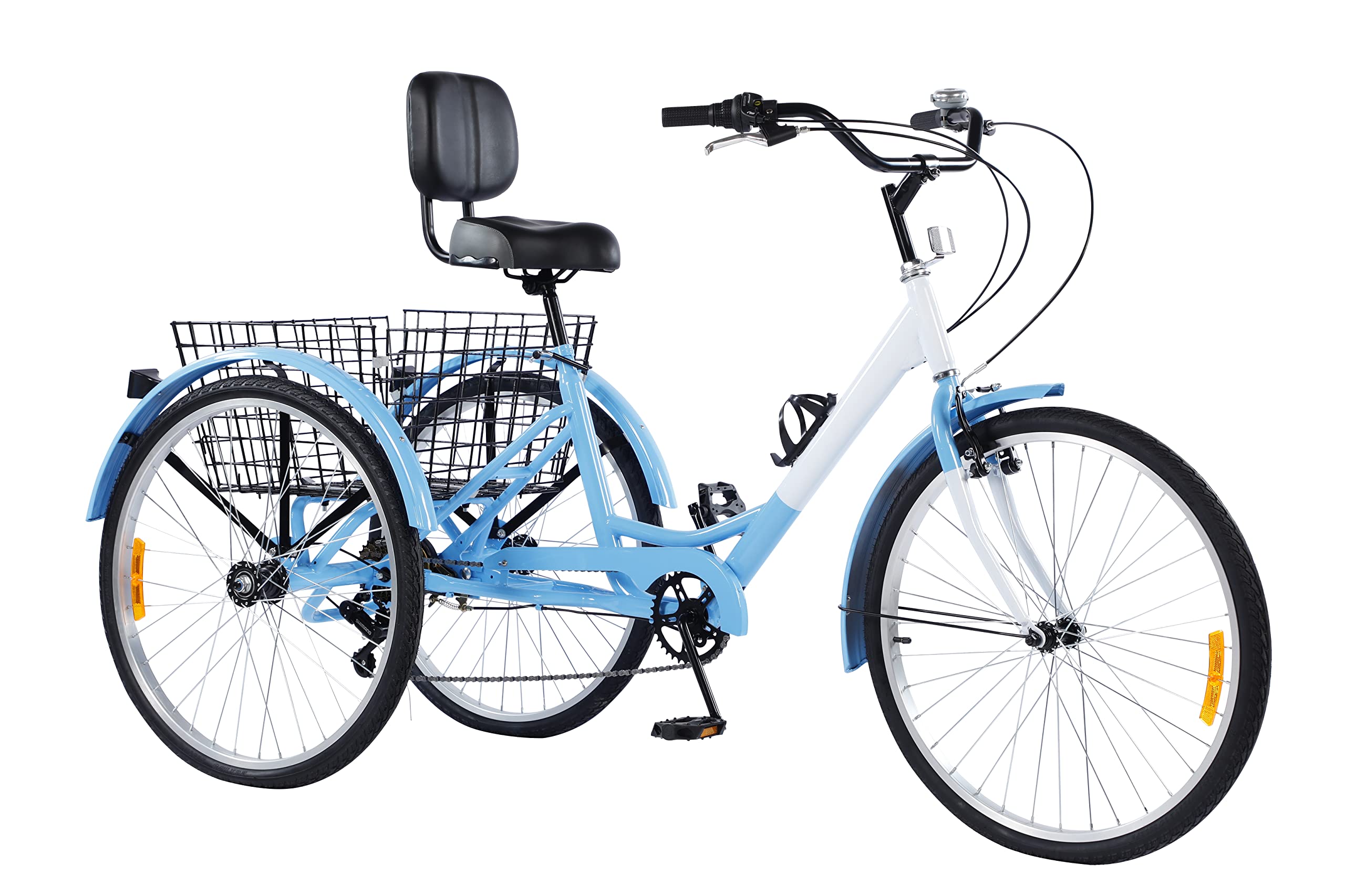 **7-Speed Adult Tricycle - 20/24/26 Inch 3-Wheel Bike for Men & Women - Senior Cruiser Trike with Shopping Basket - Perfect for Commuting, Groceries & Leisure Rides**